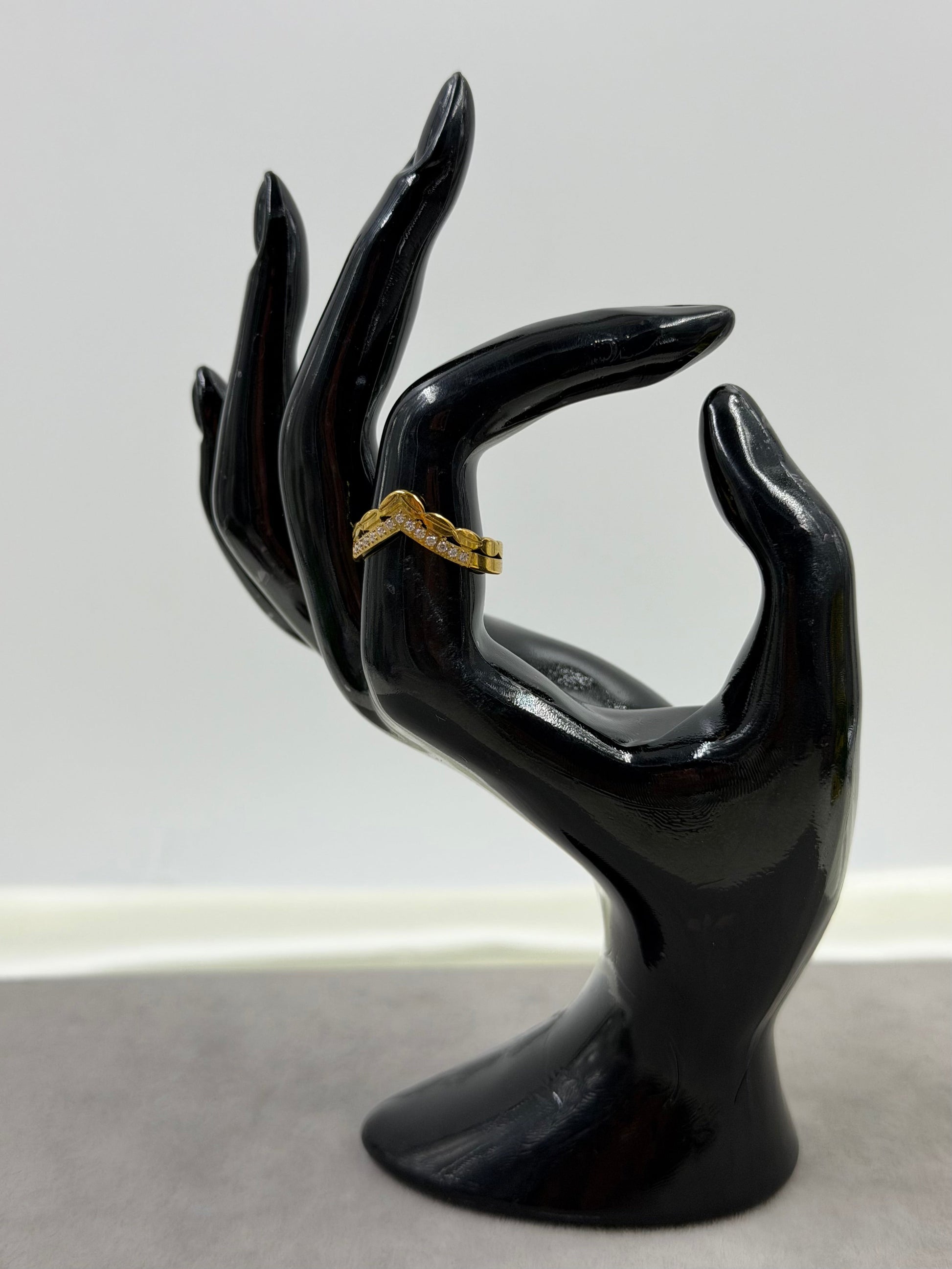Eleanor Finger Ring worn styled with traditional outfit