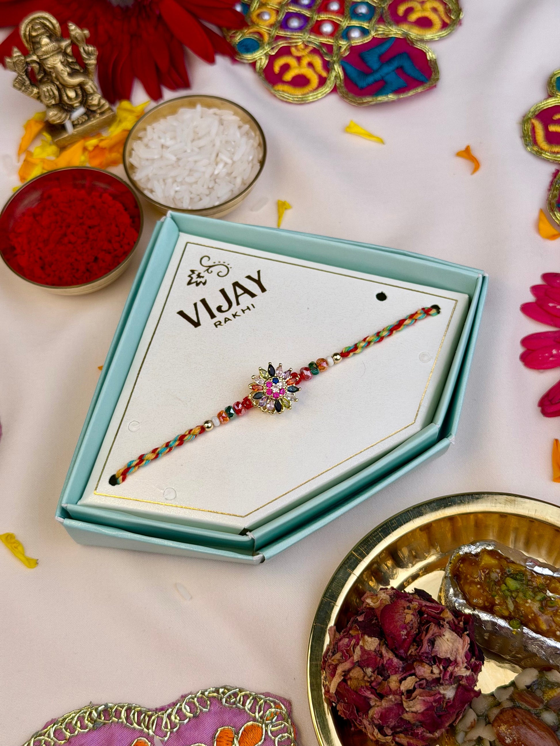 Rakhi detail shot showing intricate work