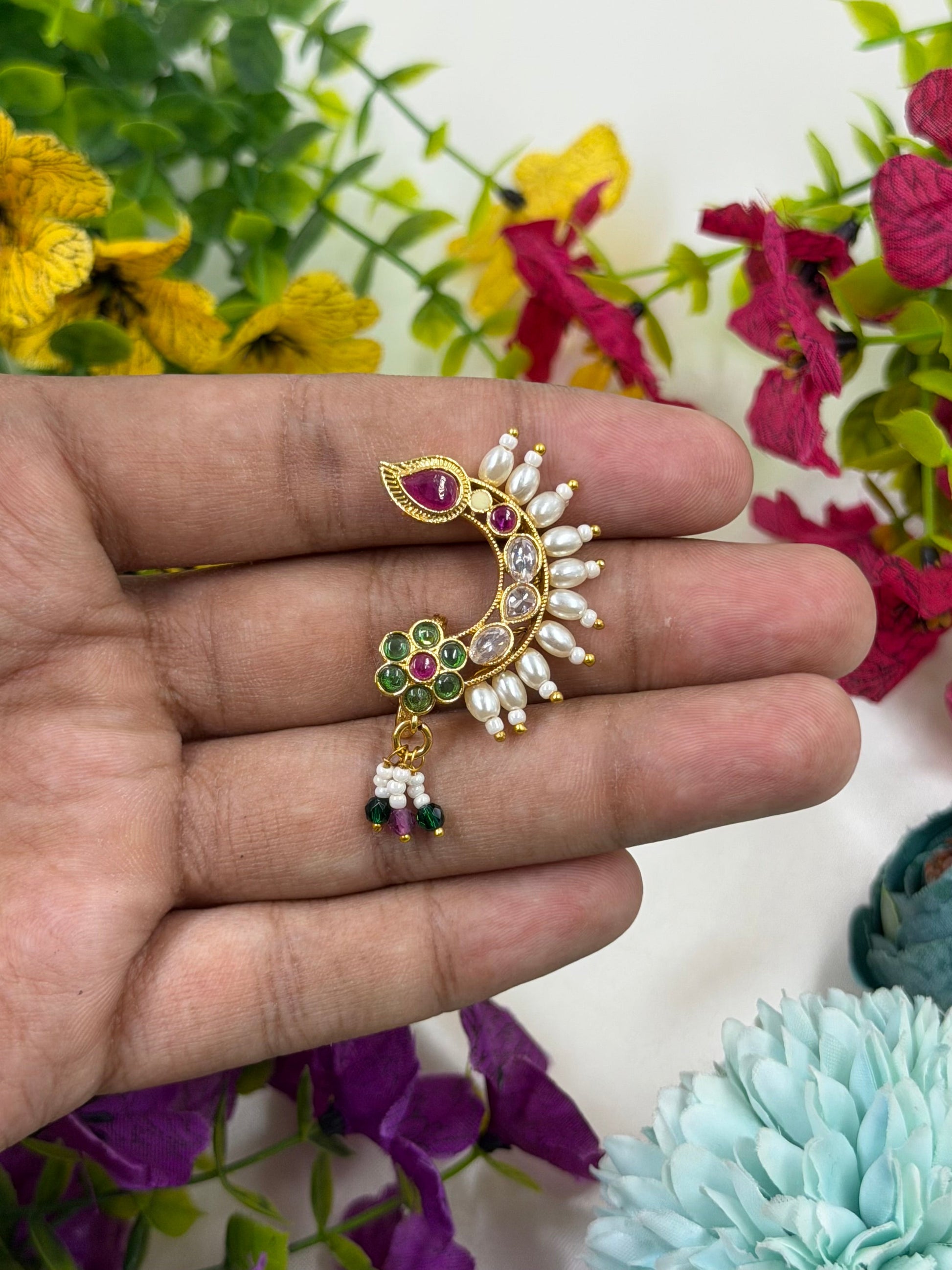 Janki Nose Ring worn styled with traditional outfit
