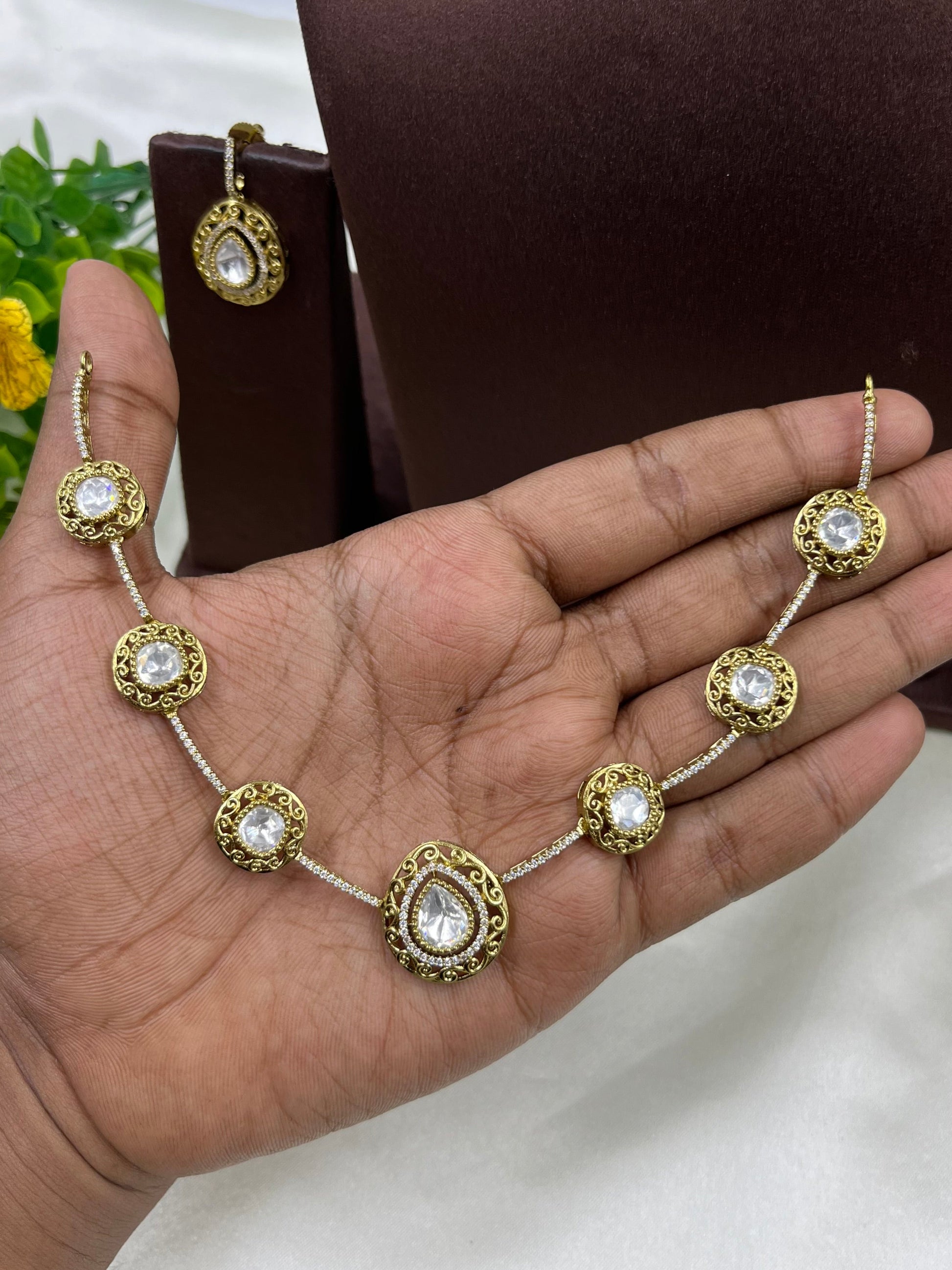Aarti Necklace Set worn styled with traditional outfit