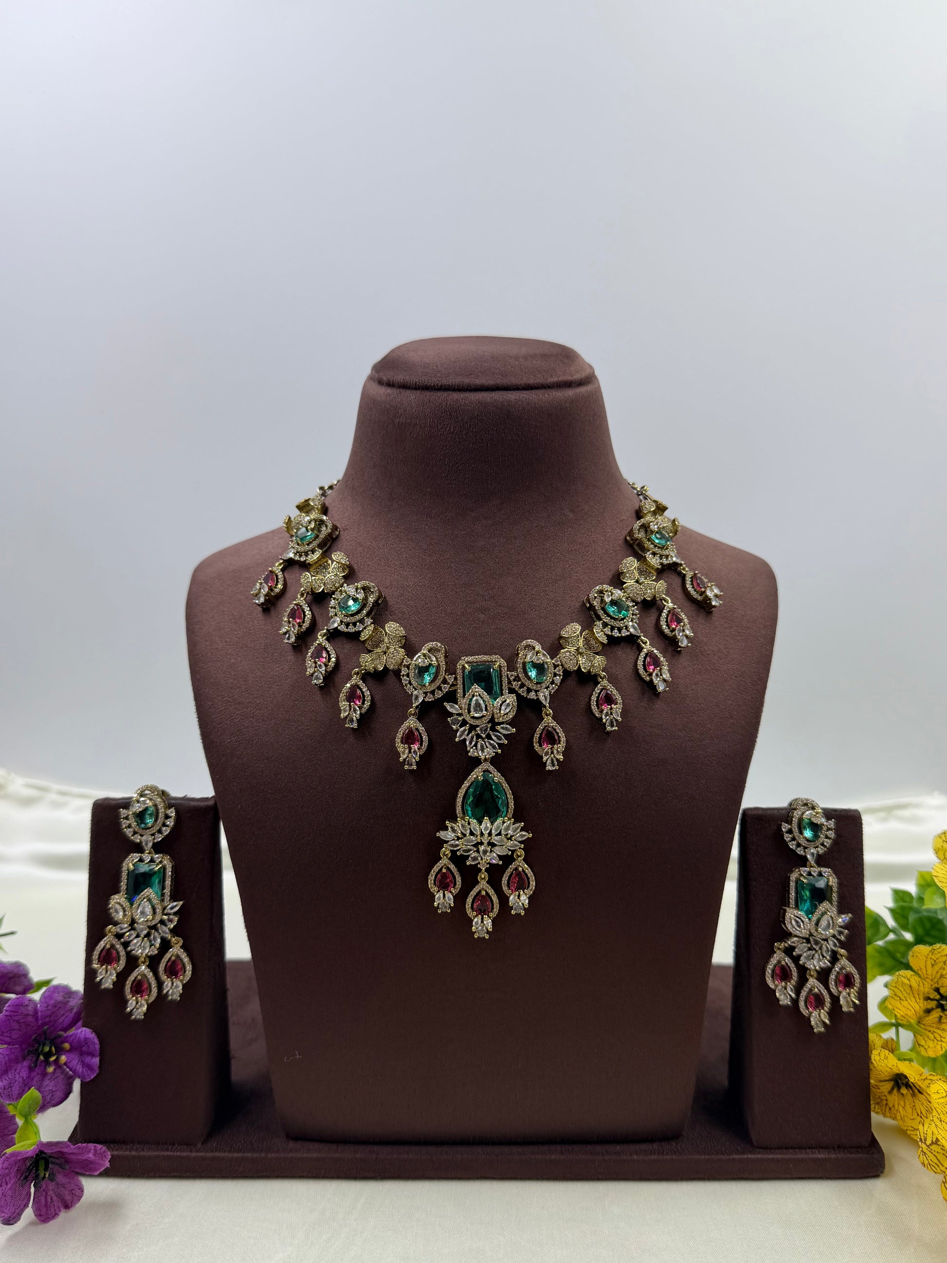 Megha Necklace Set worn styled with traditional outfit