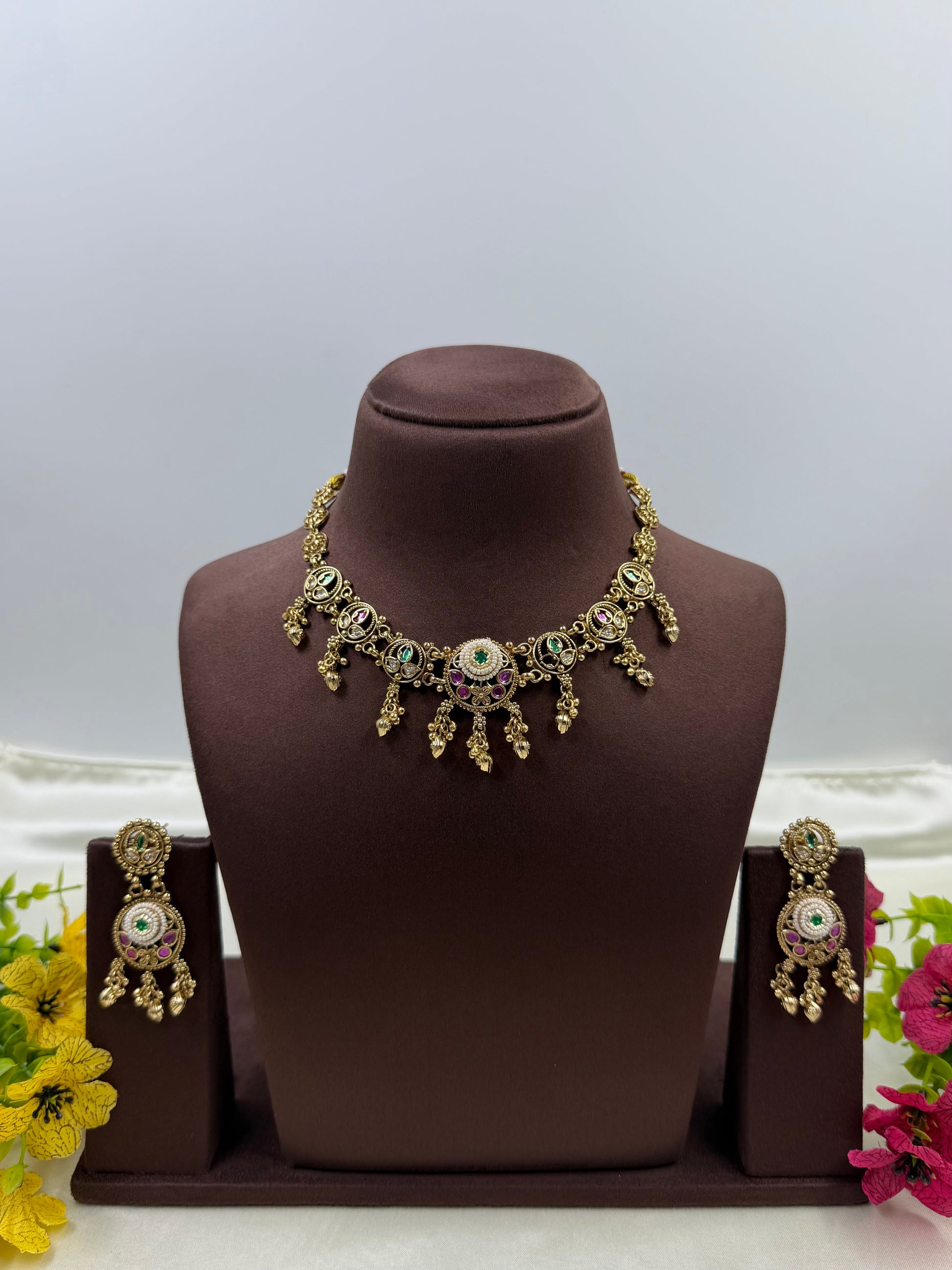 Nalini Necklace Set worn styled with traditional outfit