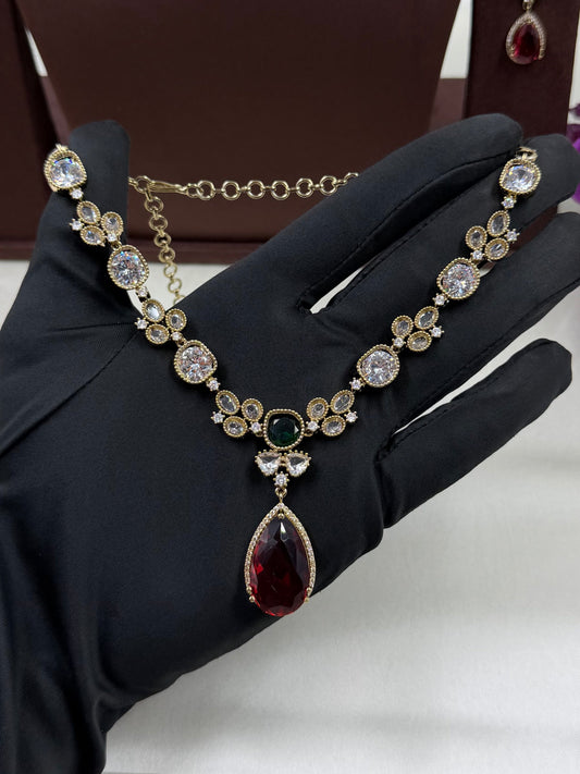 Multi Necklace Set detail shot showing Victorian work