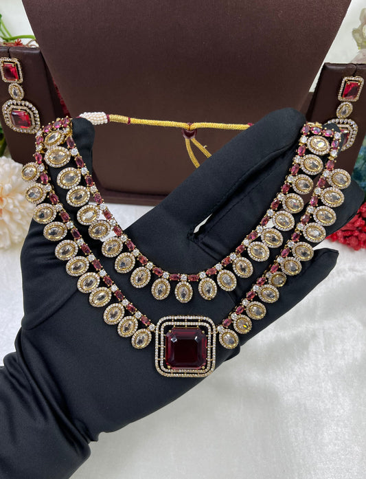 MINA VICTORIAN DOUBLE LAYERED NECKLACE SET