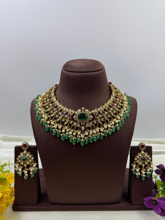 Surekha Necklace Set worn styled with traditional outfit