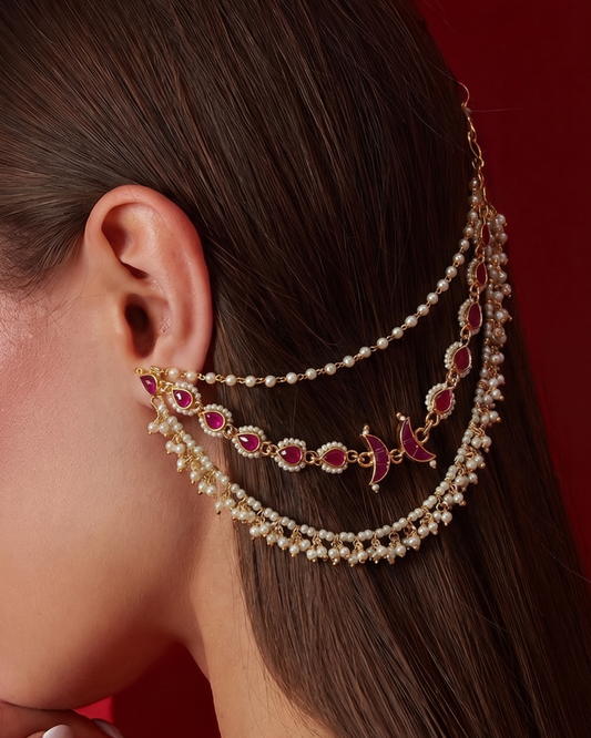 Lalita Pachi Kundan Ear Chain