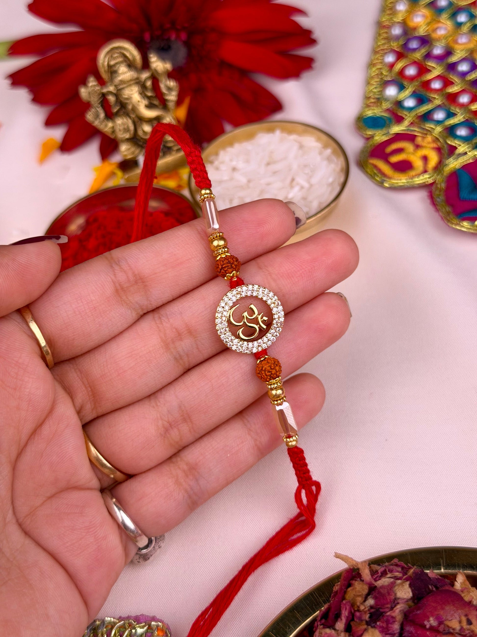Premium Rakhi worn styled with traditional outfit