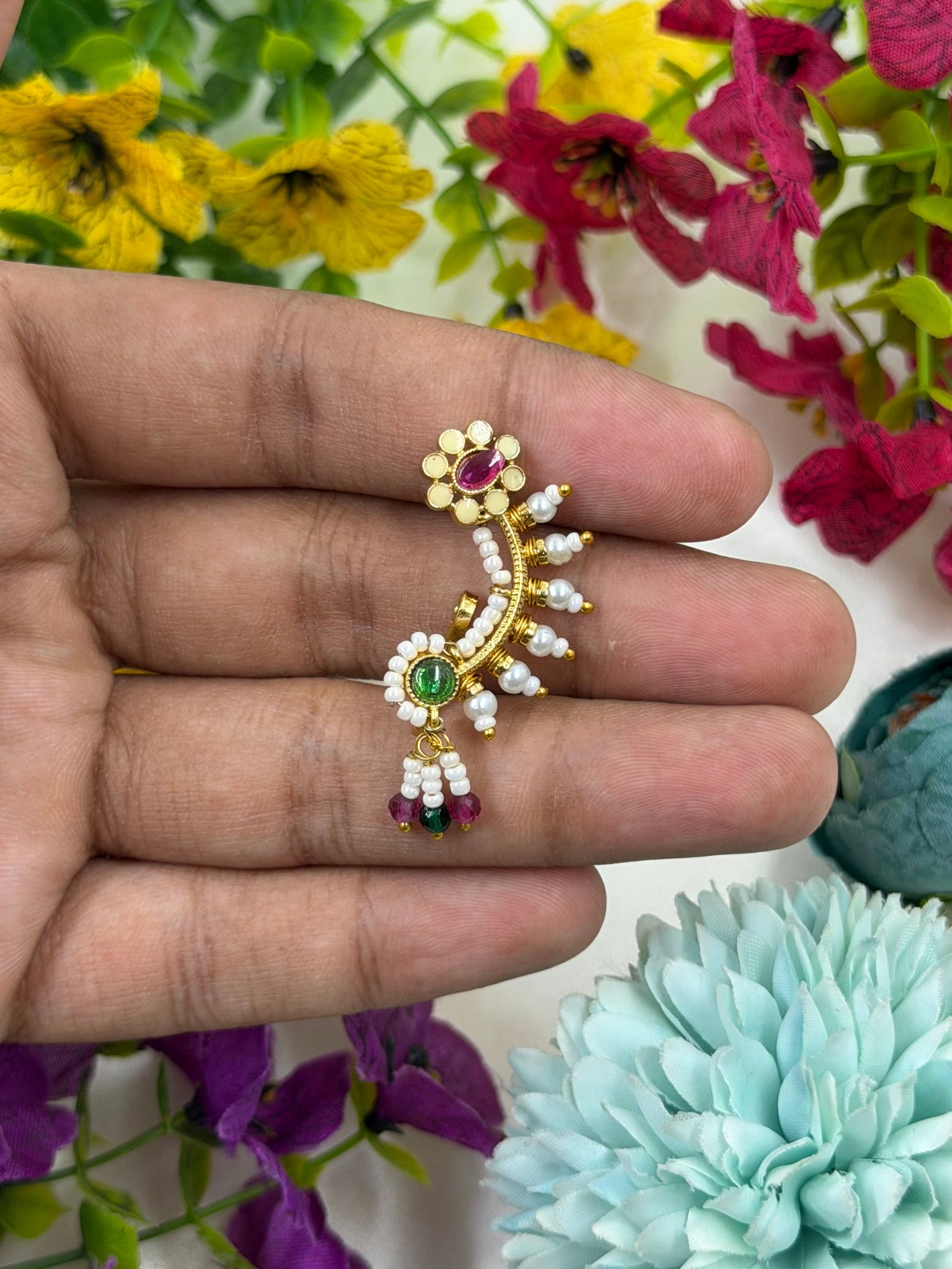 Aditi Nose Ring worn styled with traditional outfit