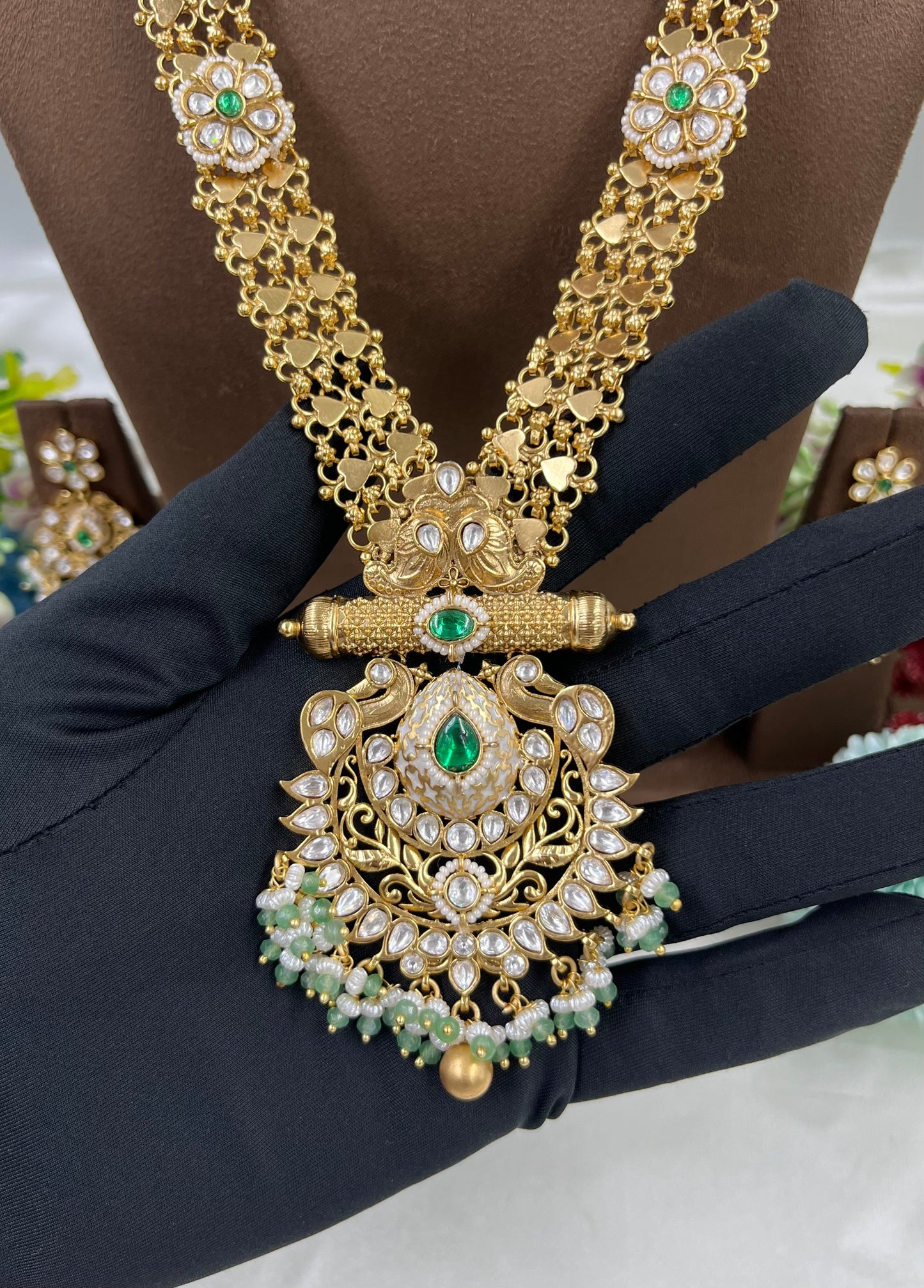Ovi Antique Gold Long Necklace Set