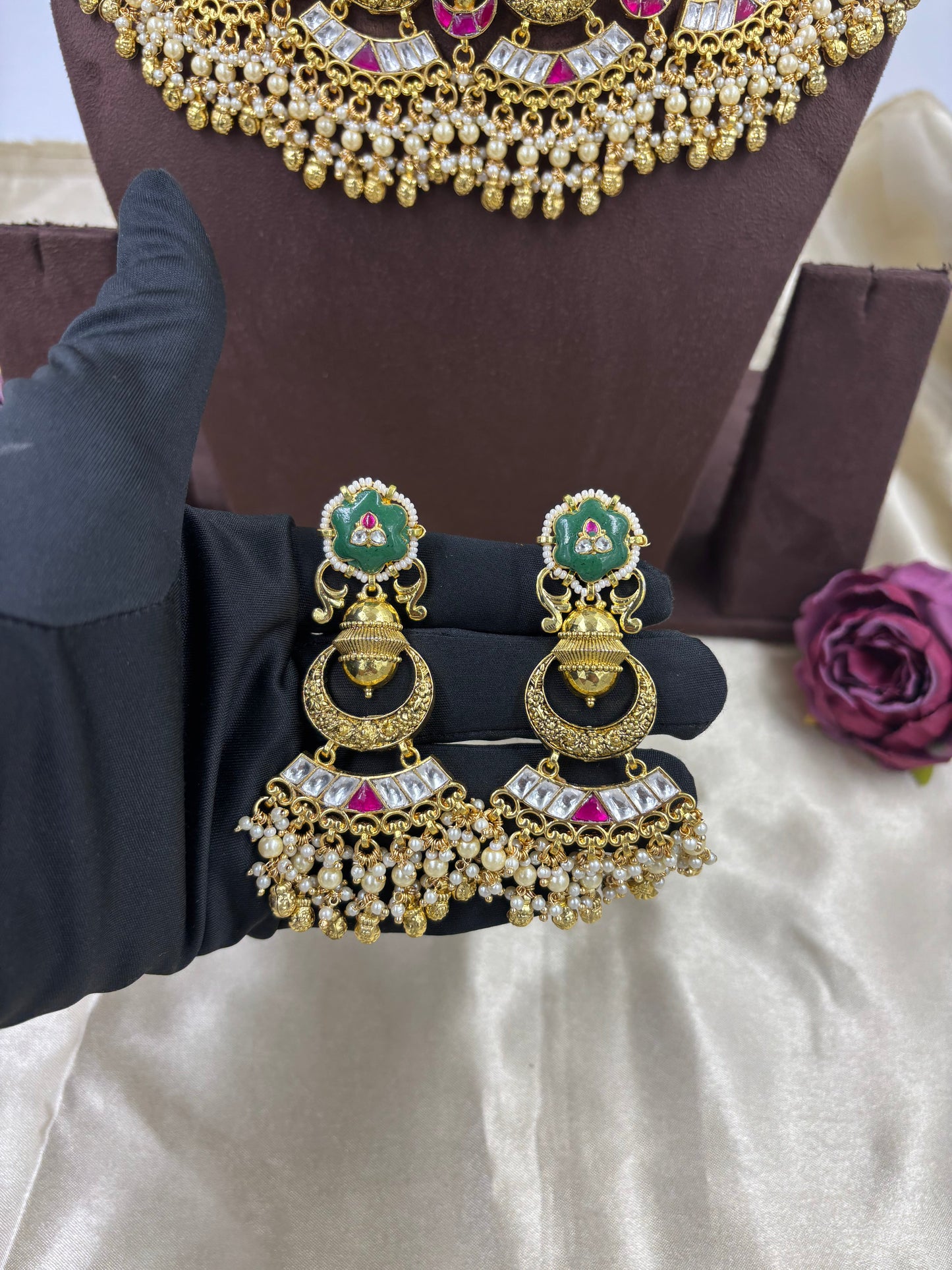 Heritage Pachi Antique gold Semi Bridal Necklace.