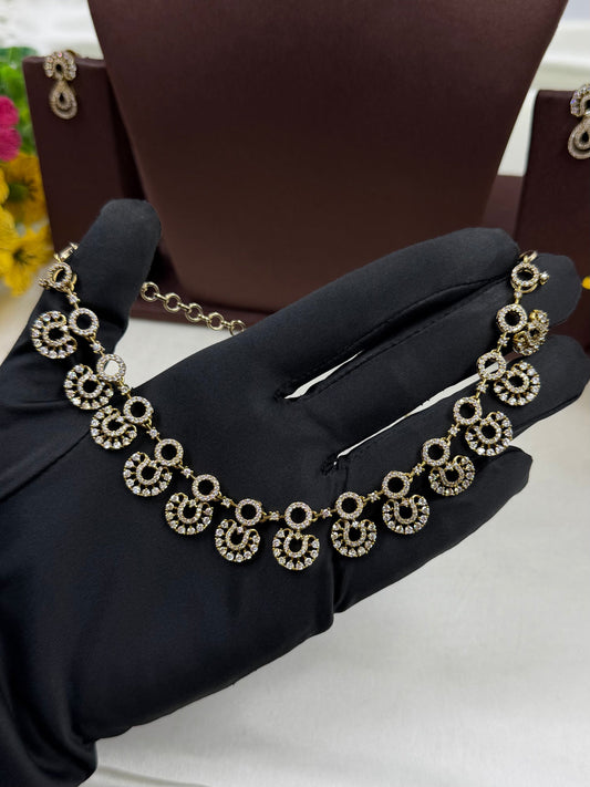 White Necklace Set detail shot showing Victorian work