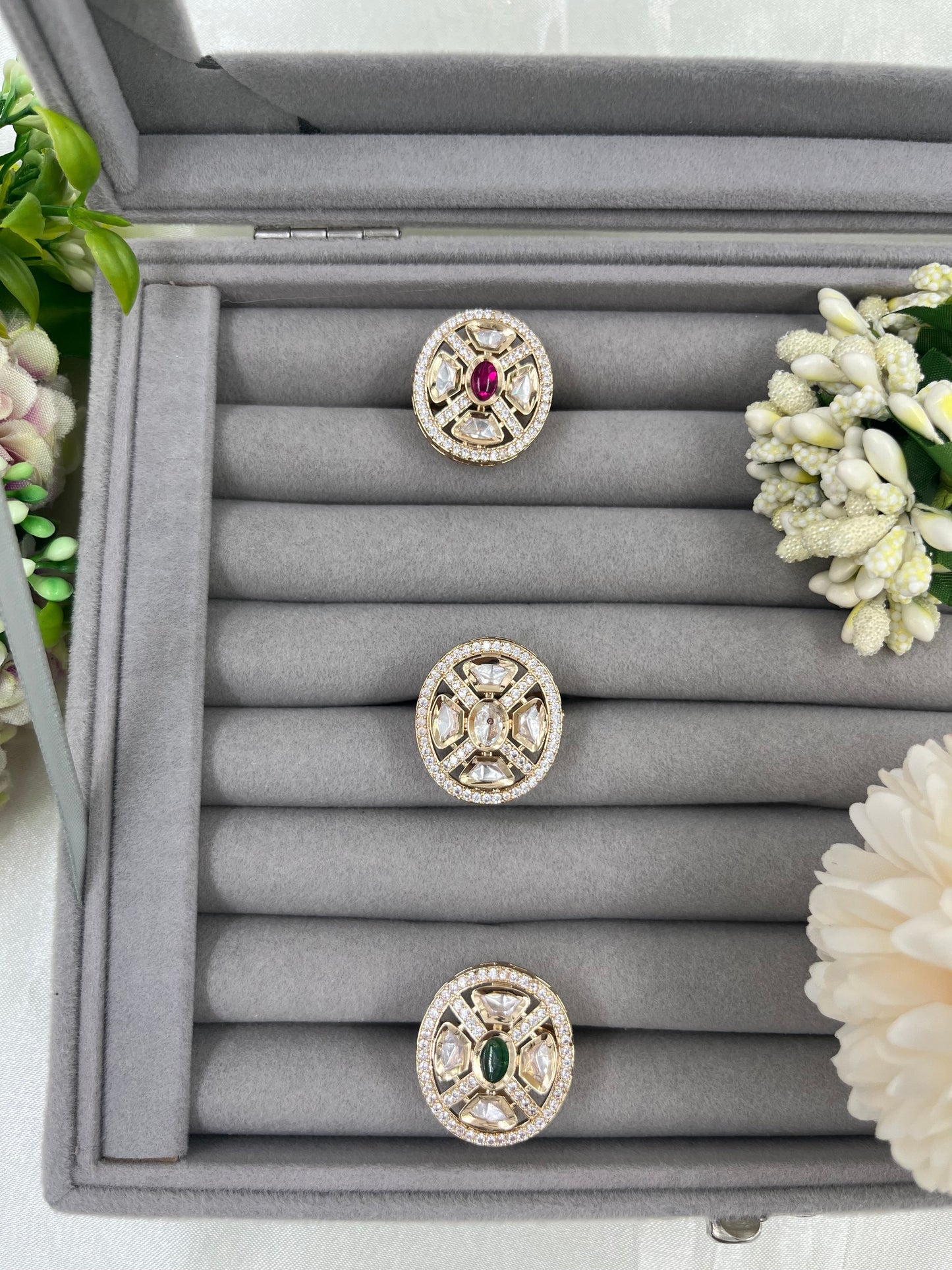 Leena Moissanite Kundan FingerRing