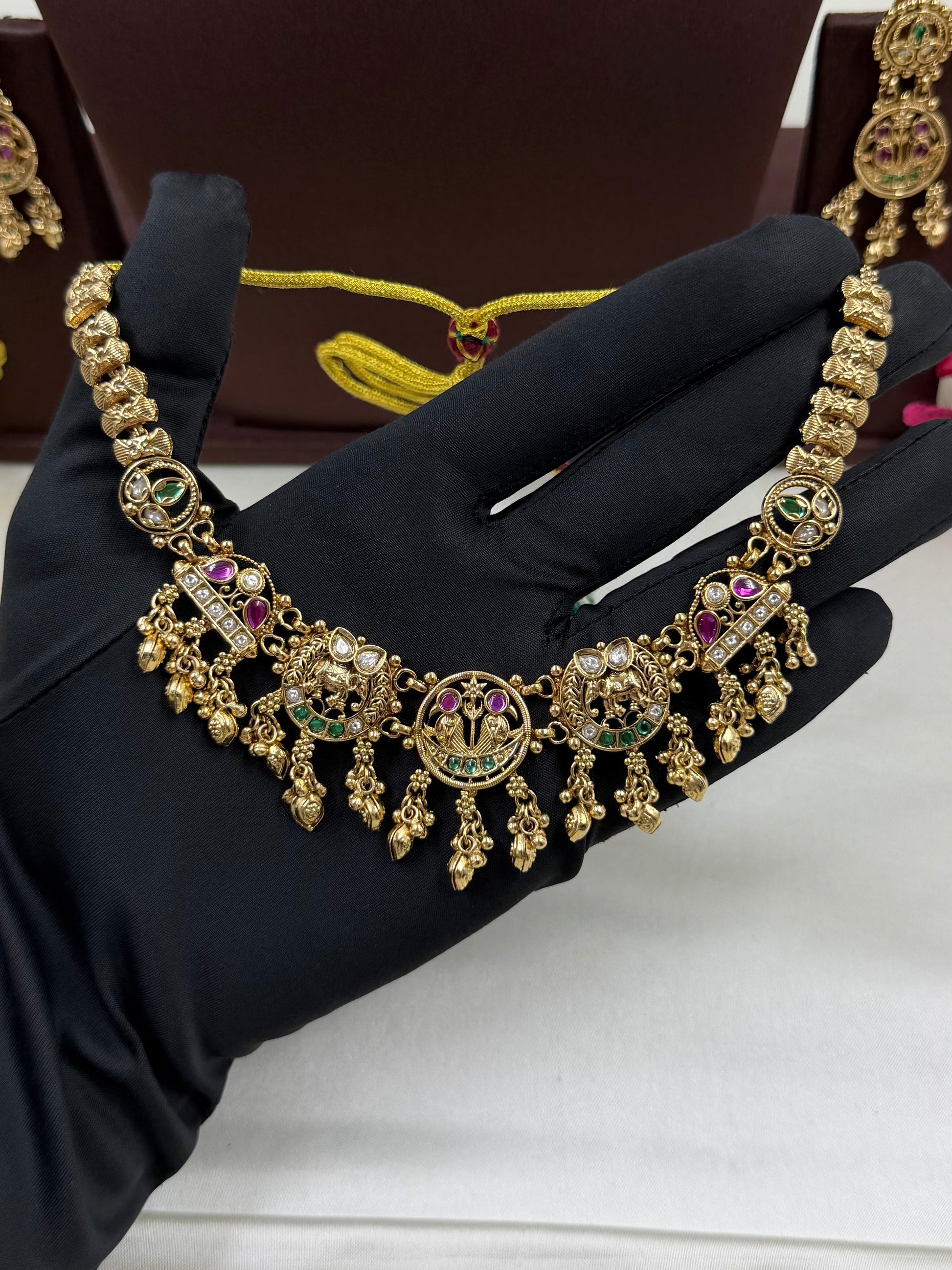 Multi Necklace Set detail shot showing Heritage work