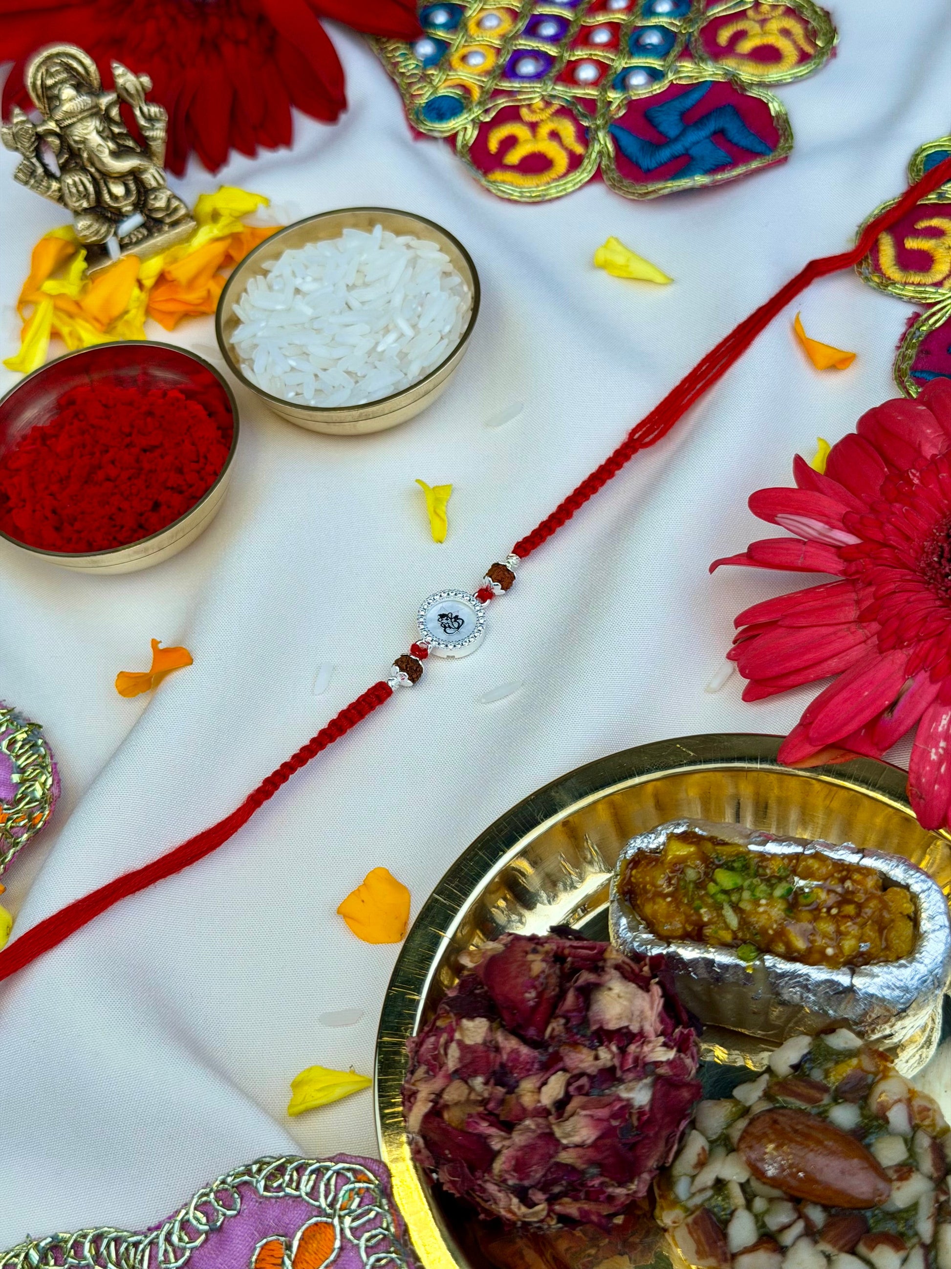 Silver Rakhi close-up view