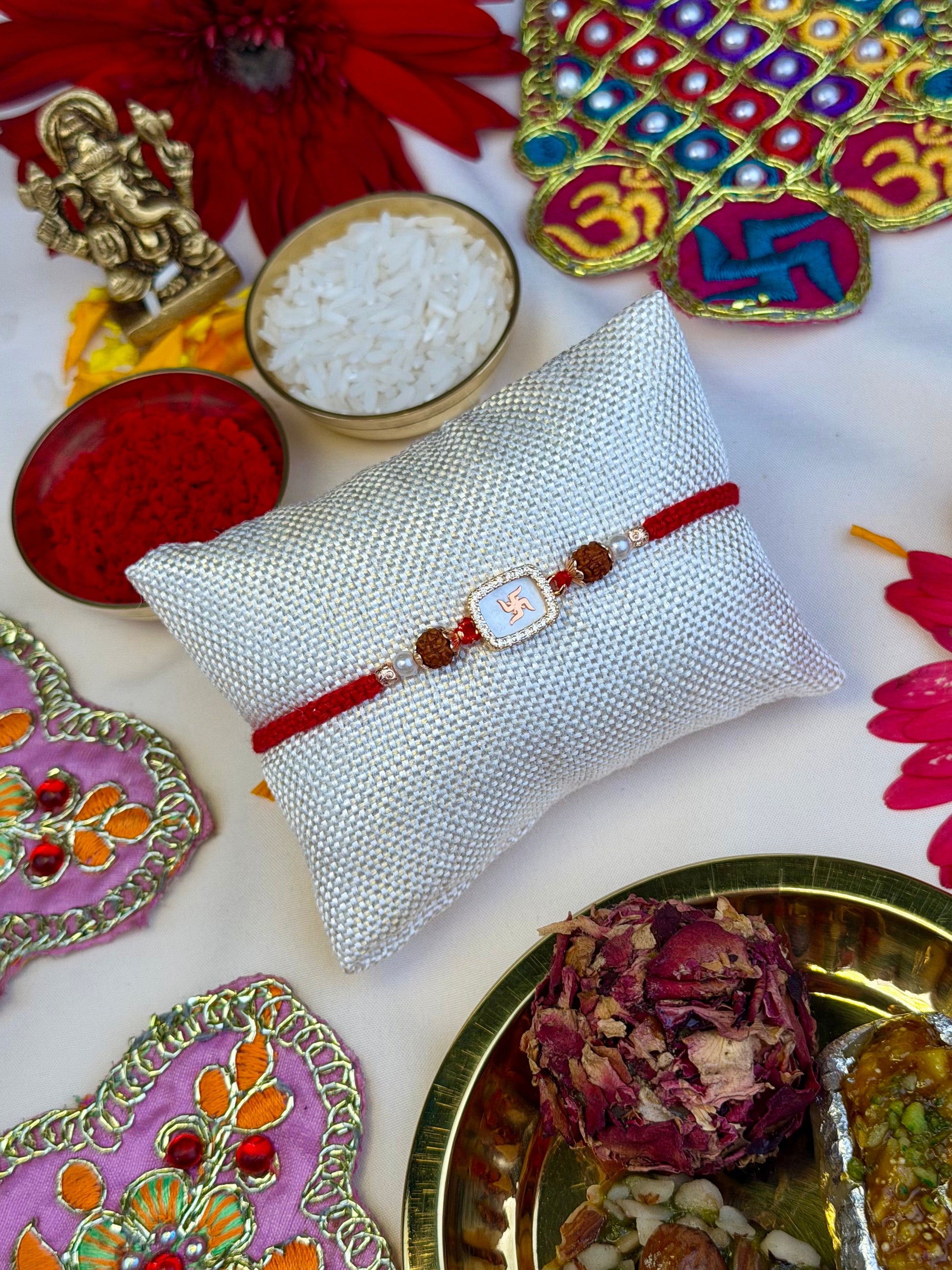 Rakhi detail shot showing intricate work