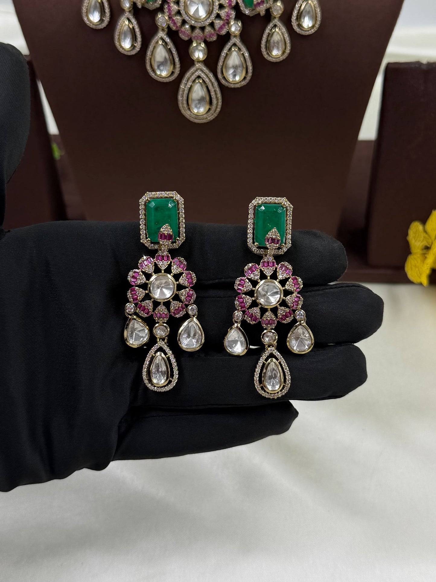 Vinita Victorian Moissanite Necklace Set