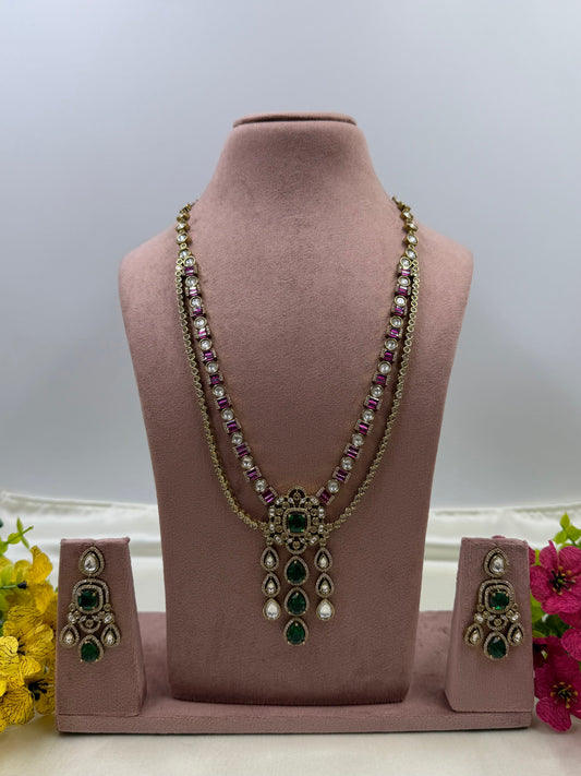Mamta Victorian Long Necklace Set close-up view