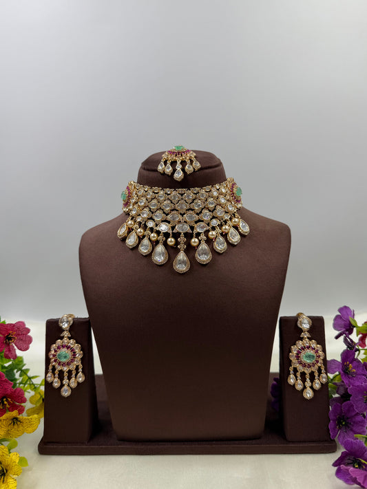 Jhanvi Moissanite Choker Necklace Set