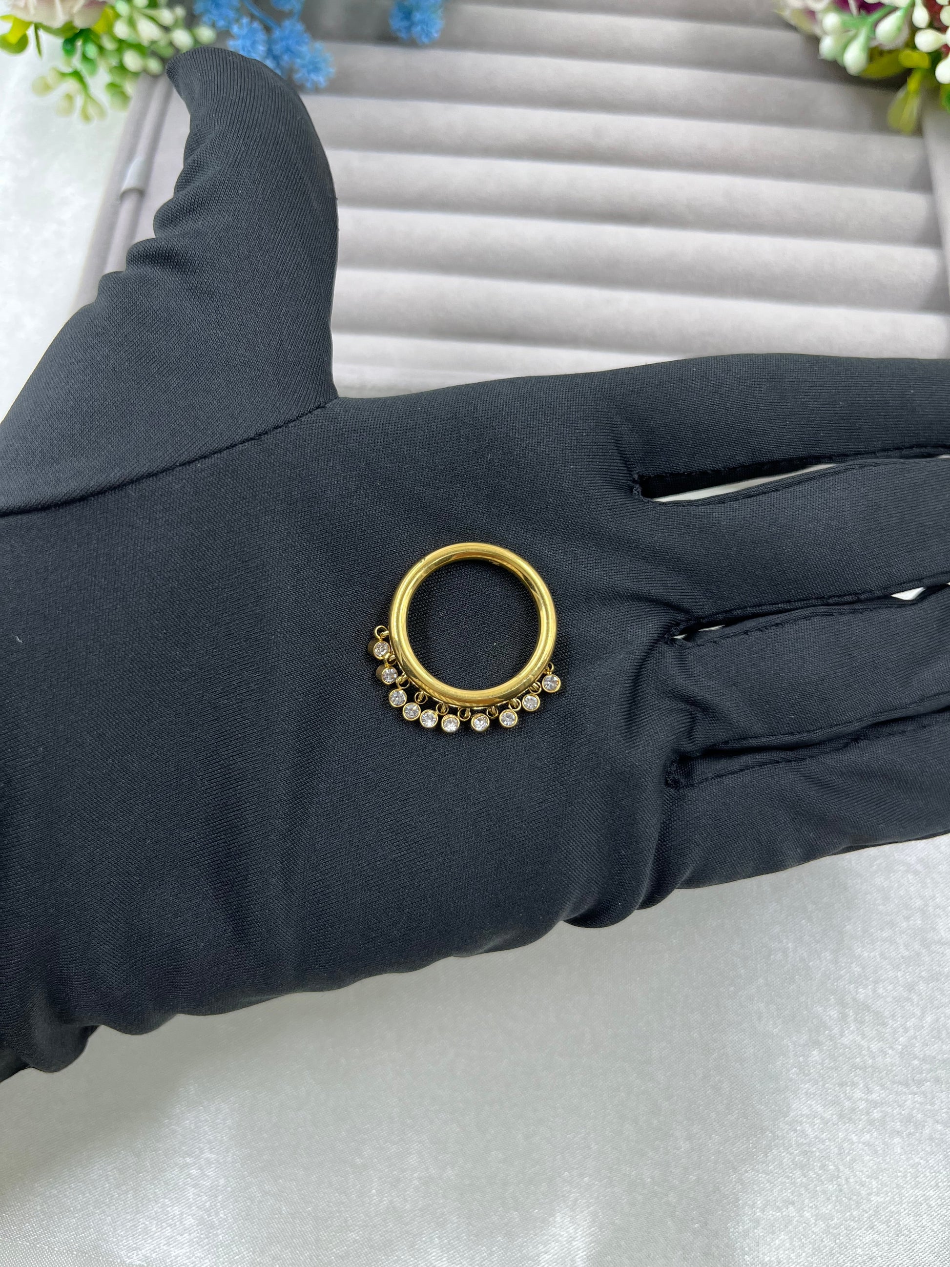 Anilee Finger Ring worn styled with traditional outfit