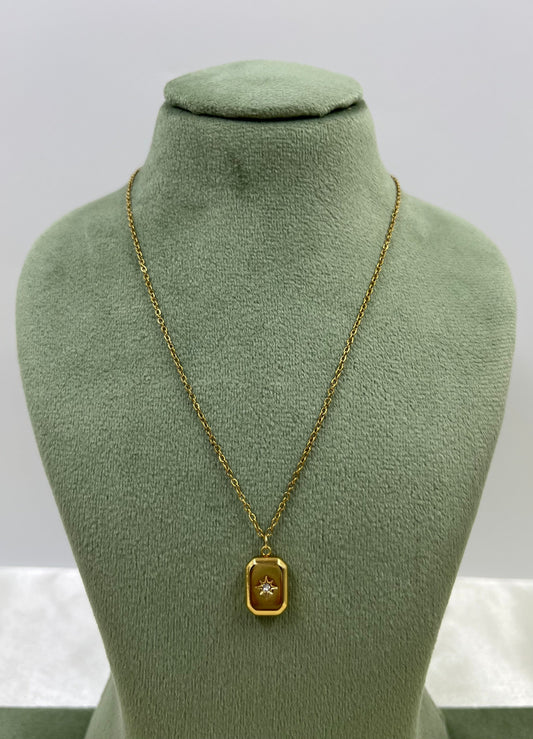 Emerald Chain Pendant worn styled with traditional outfit
