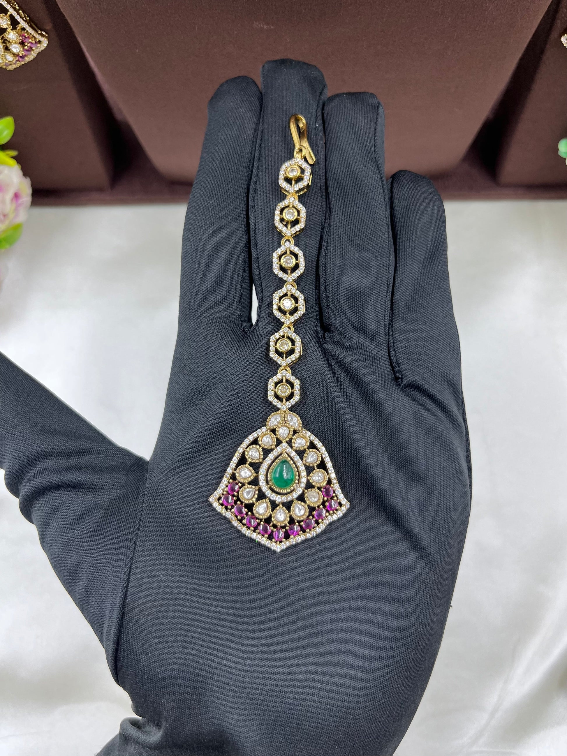 Payal Moissanite Choker Necklace Set close-up view