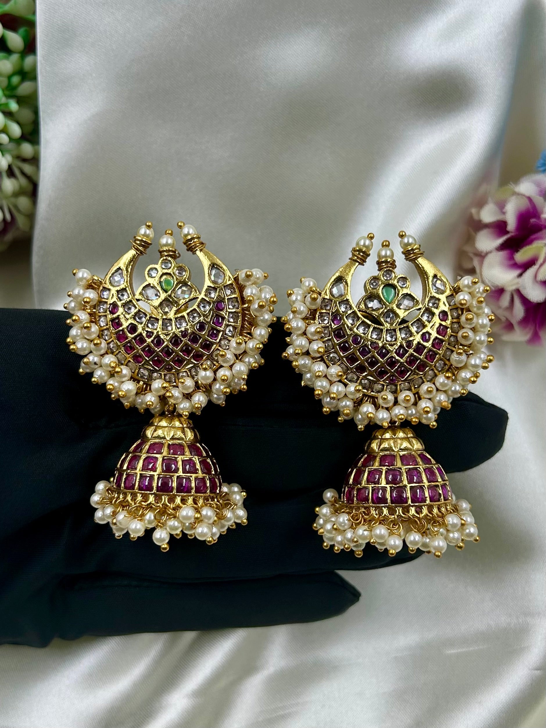 Yukta Earrings worn styled with traditional outfit