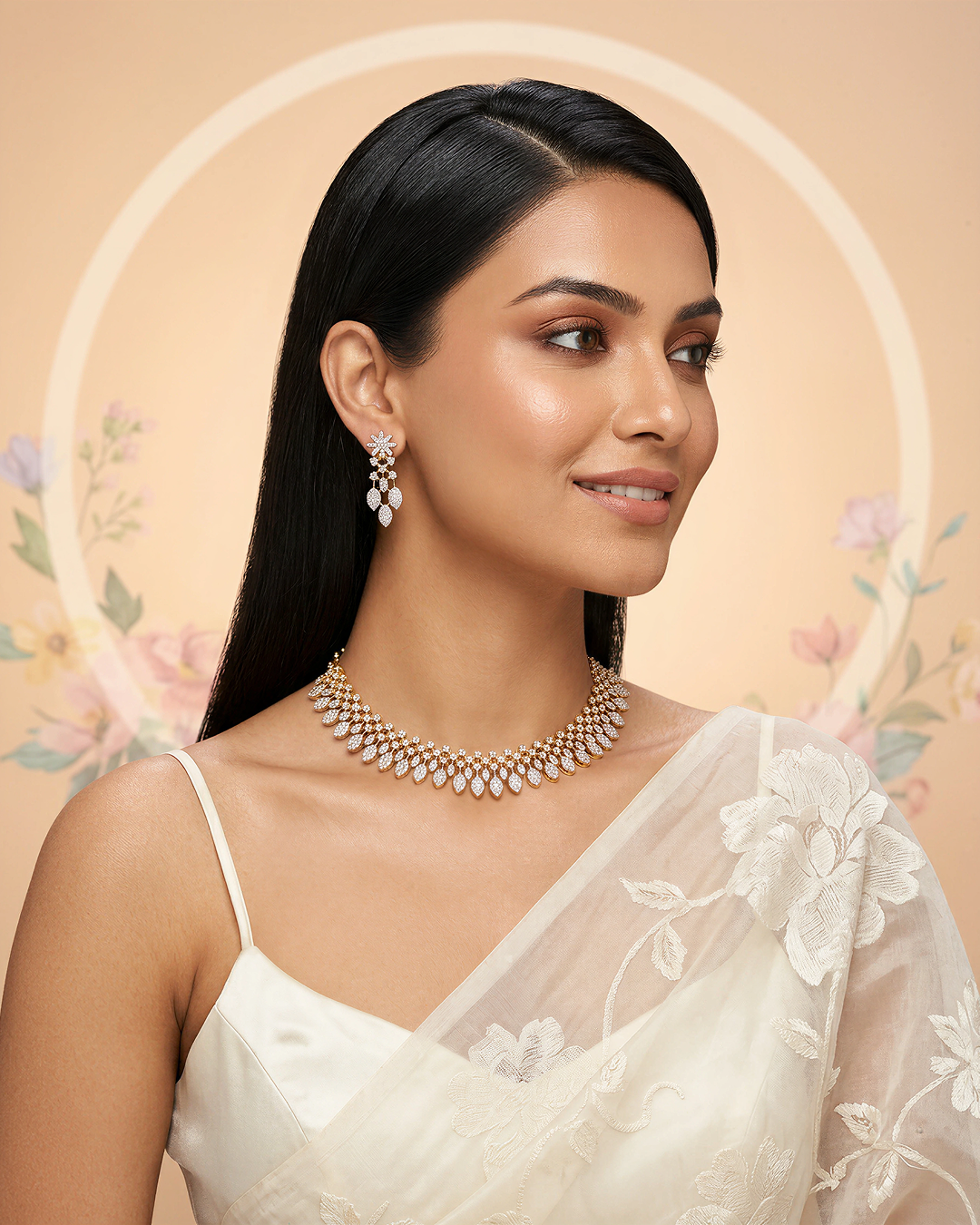 Grace American Diamond Necklace Set close-up view