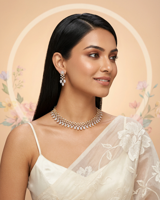 Grace American Diamond Necklace Set close-up view