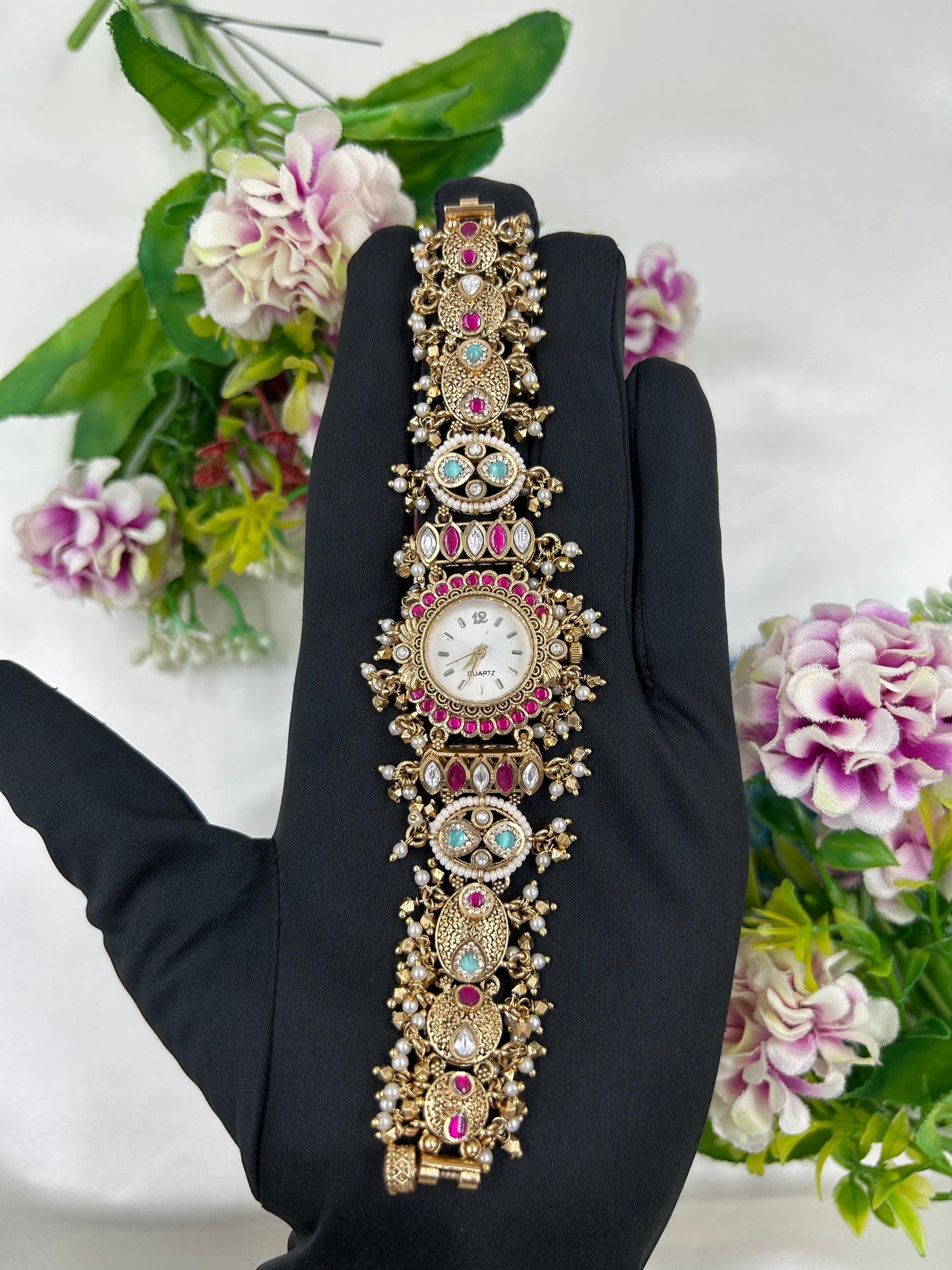 Mayuri Pachi Kundan Watch