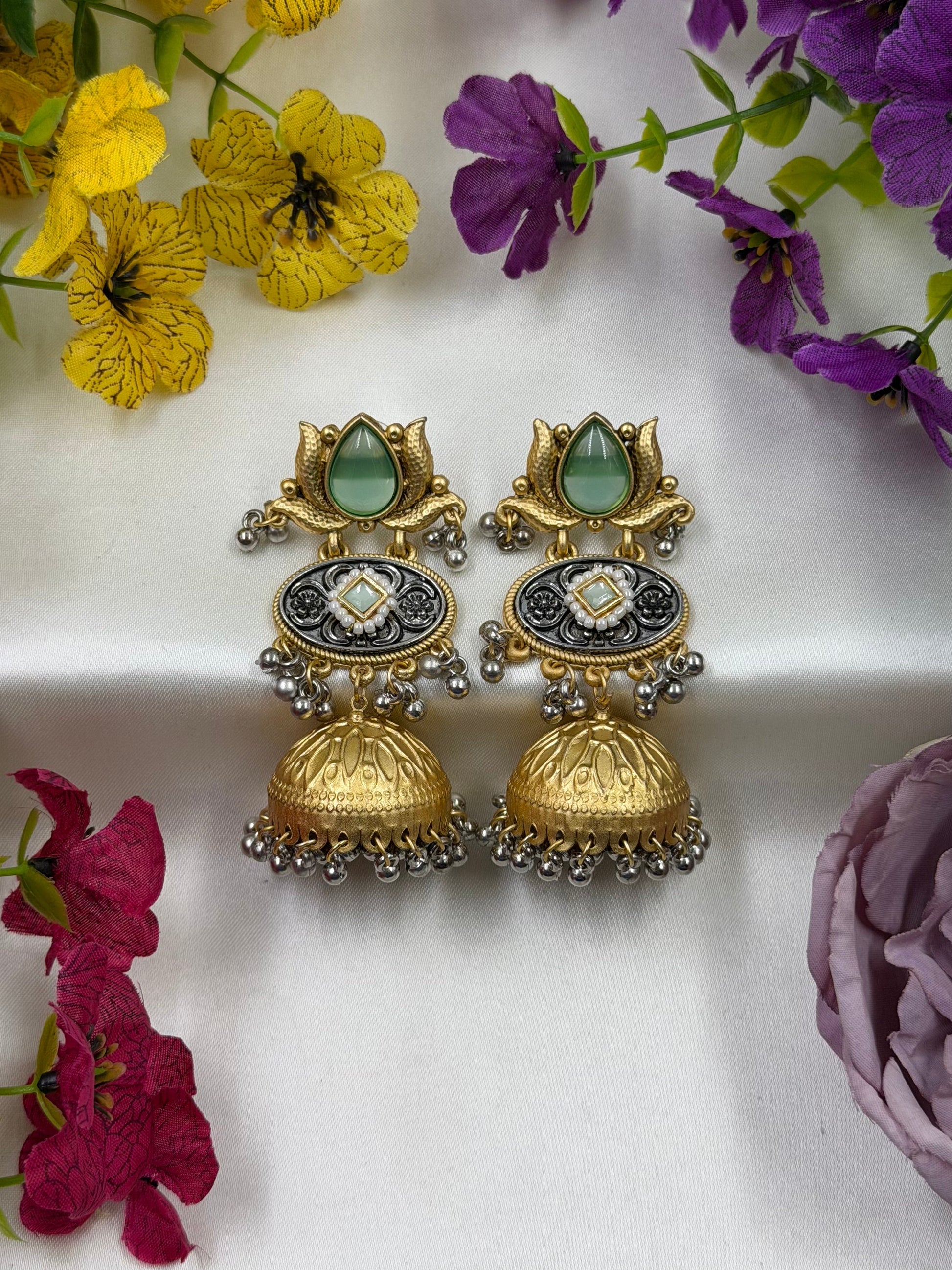 Multi Earrings detail shot showing intricate work