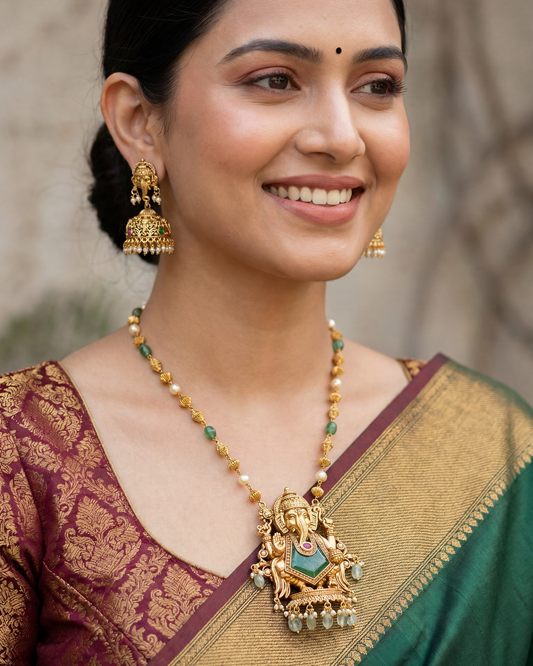 Madhuri South Indian Temple Semi-Long Necklace
