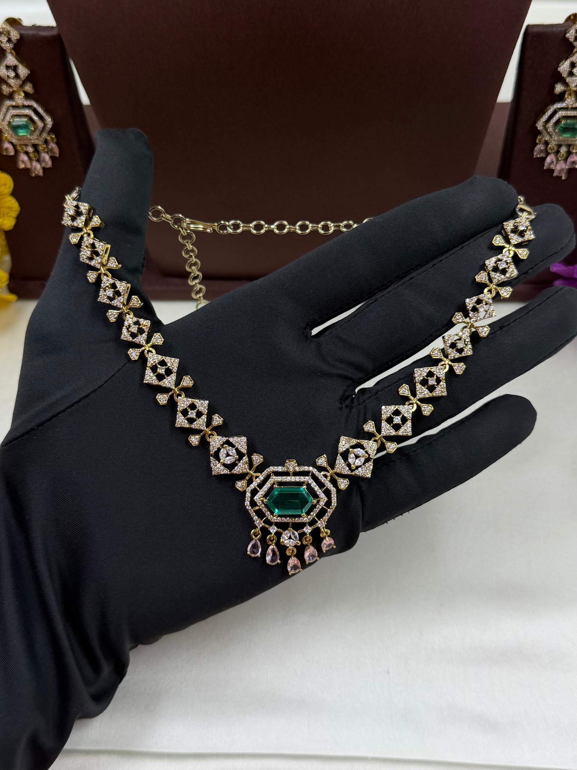 Multi Necklace Set detail shot showing Victorian work