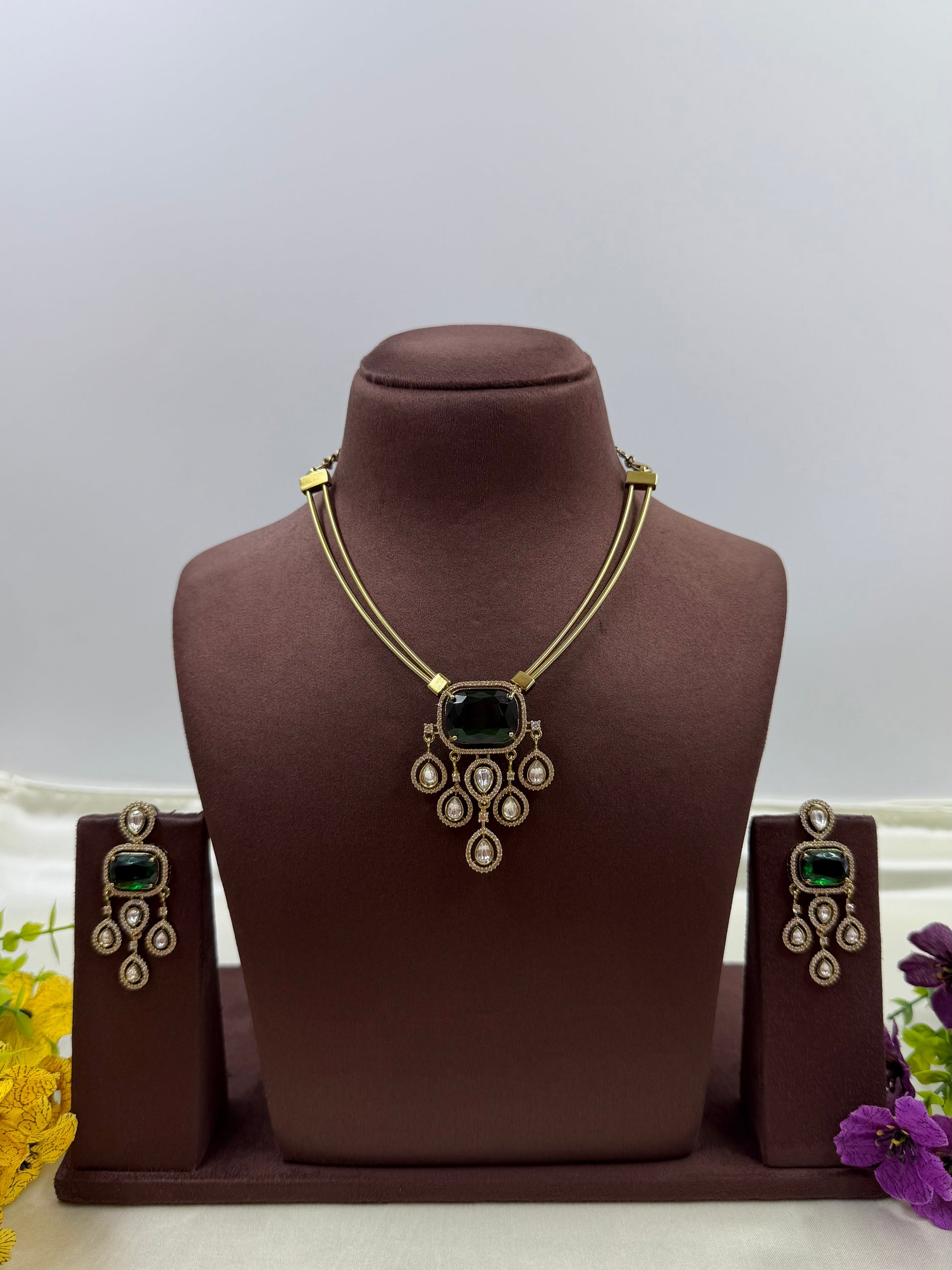 Kavya Necklace Set worn styled with traditional outfit