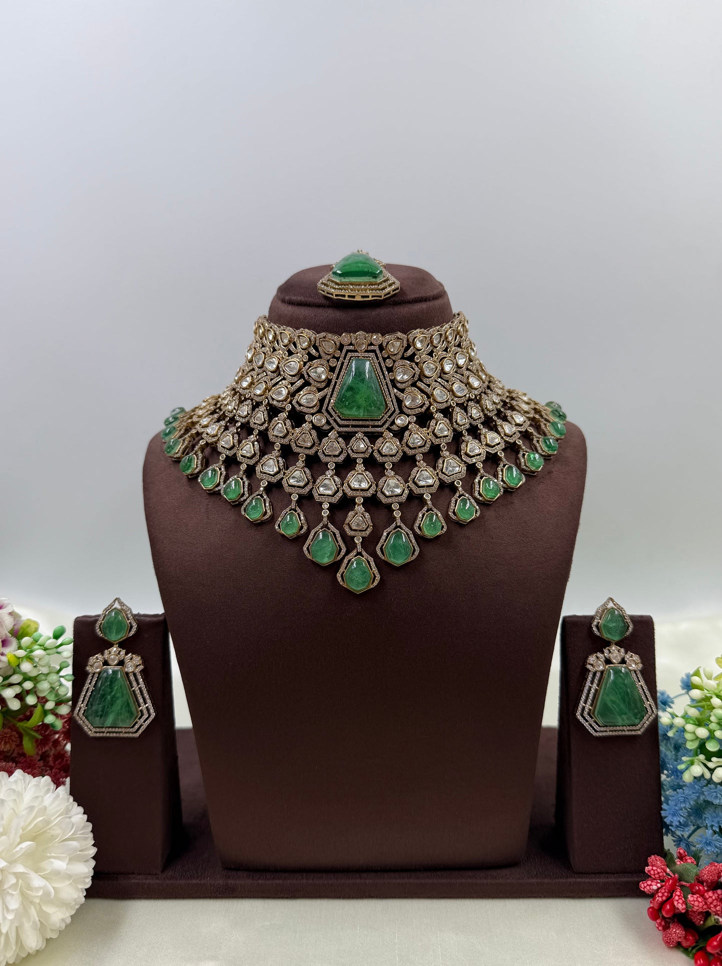 Rukmini Jaipuri Kundan Premium Choker Necklace Set