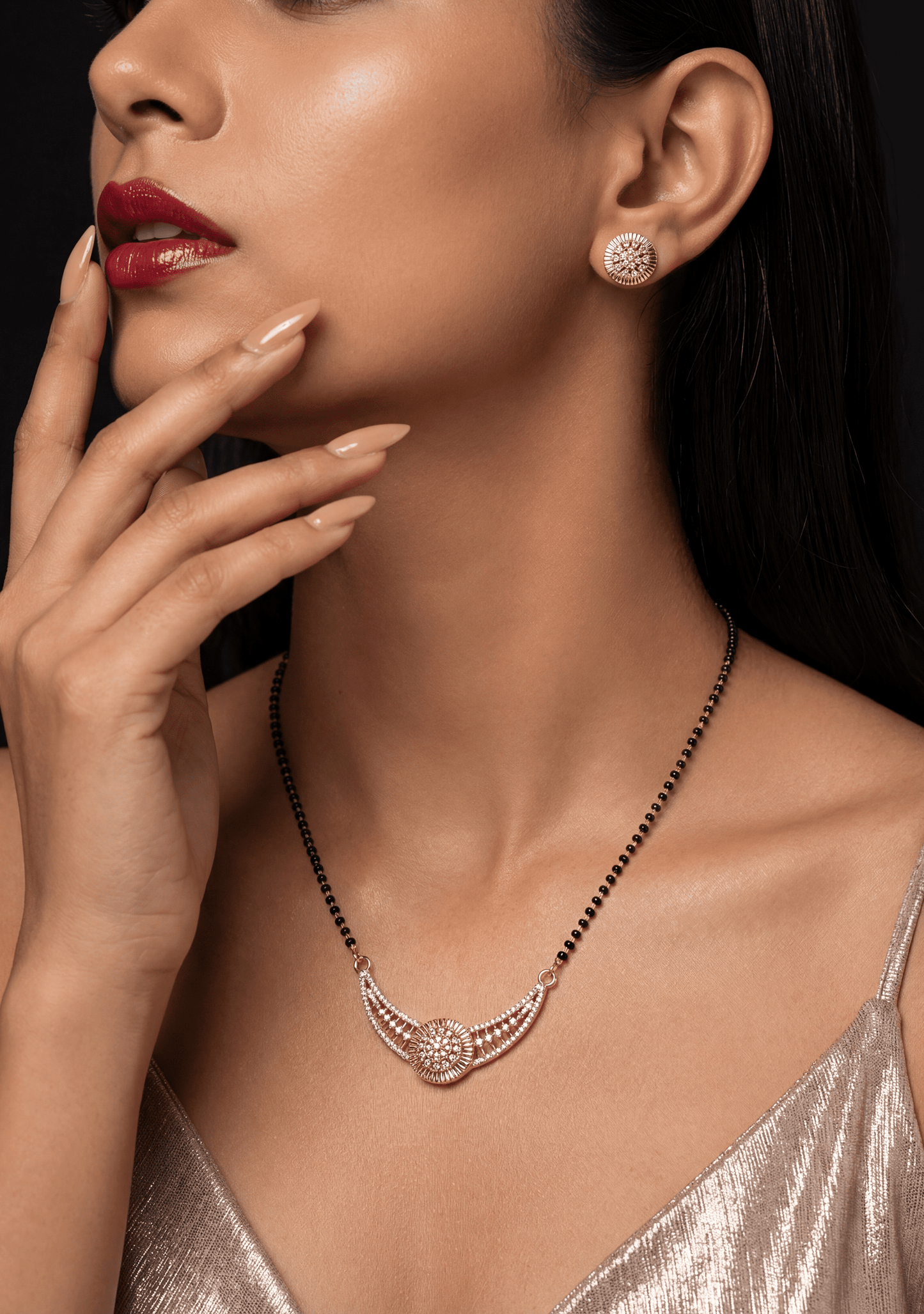 Elegant Rose Gold Mangalsutra With Tops