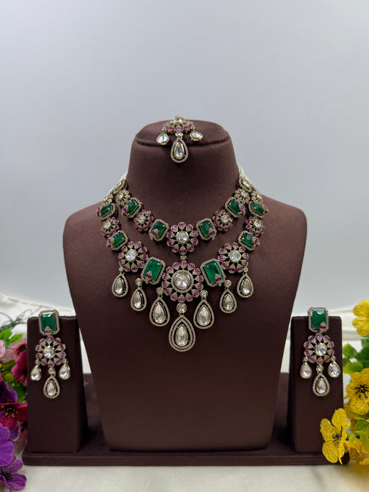 Vinita Victorian Moissanite Necklace Set