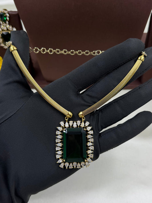 Green Necklace Set detail shot showing intricate work