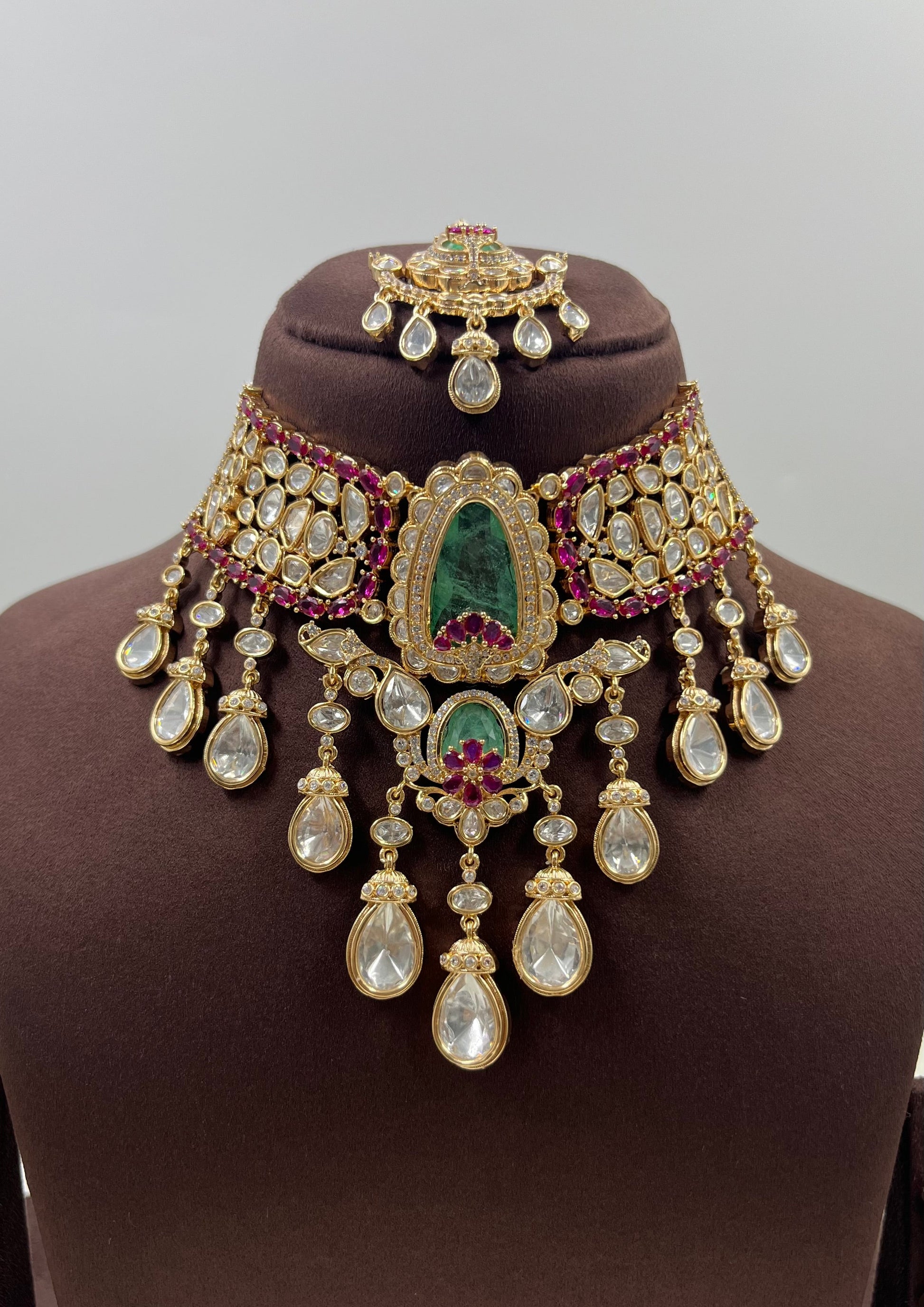 Sachi Choker Necklace Set worn styled with traditional outfit