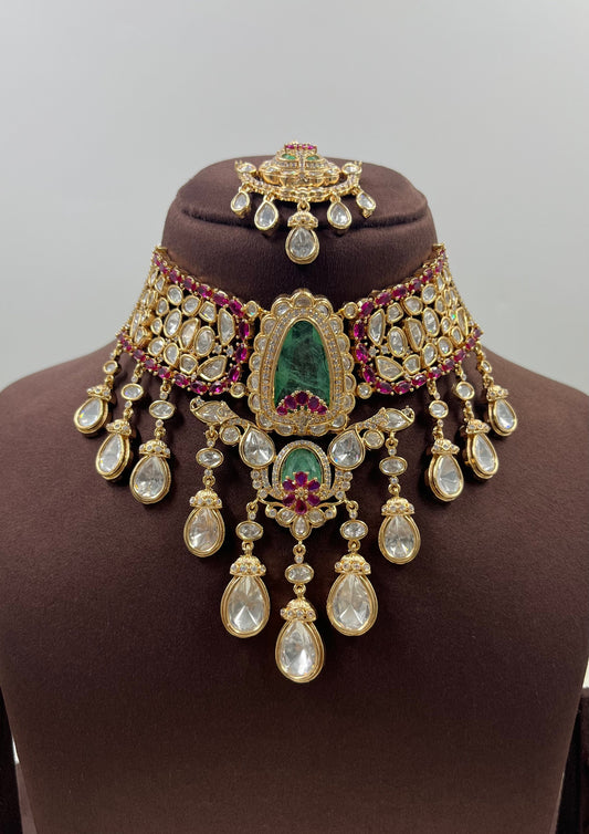 Sachi Choker Necklace Set worn styled with traditional outfit