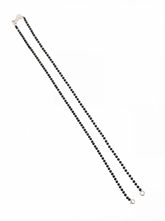 18 Inches Black Beads Silver Chain