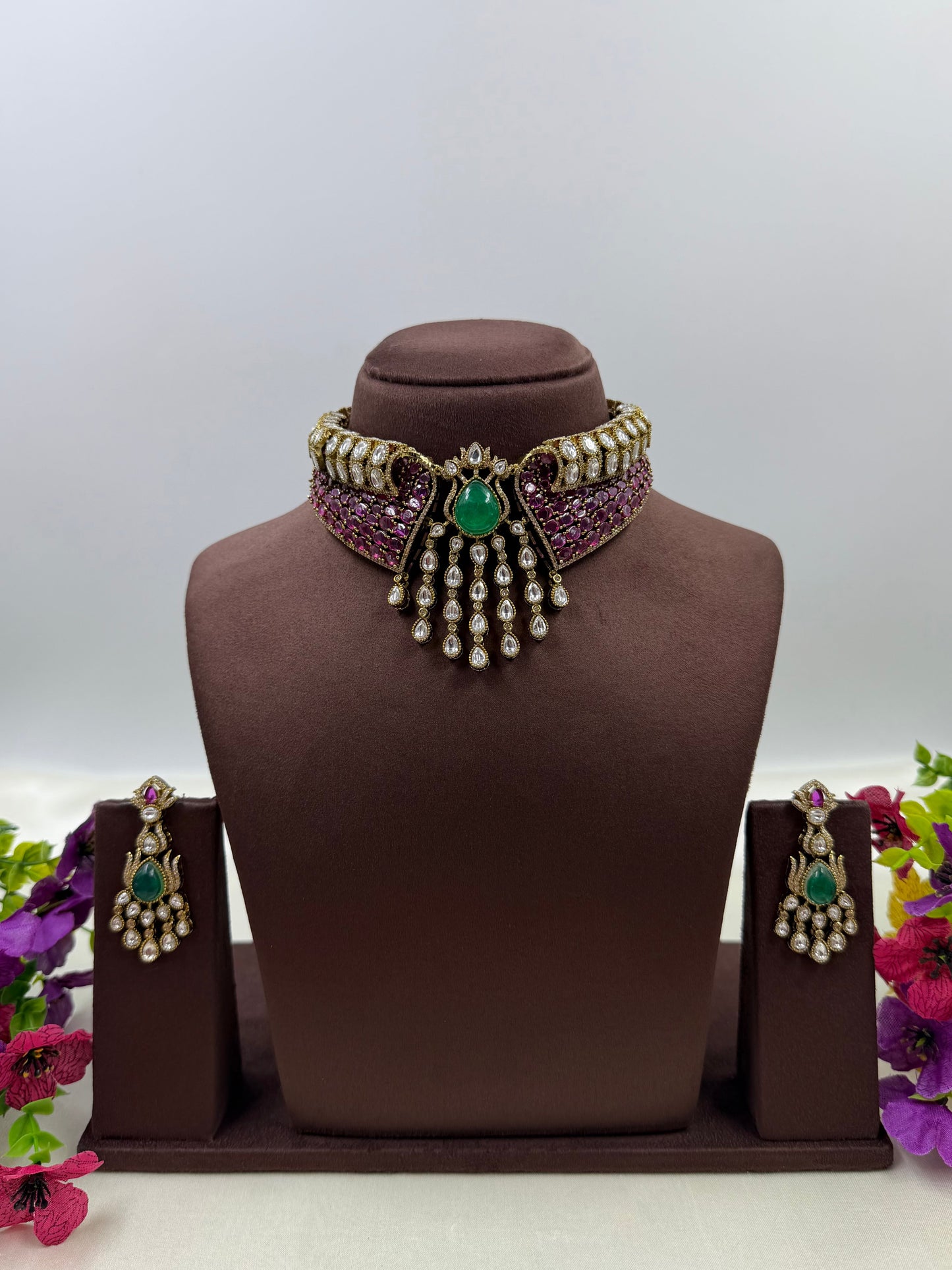 Ahilya Jaipuri Kundan Choker Necklace Set