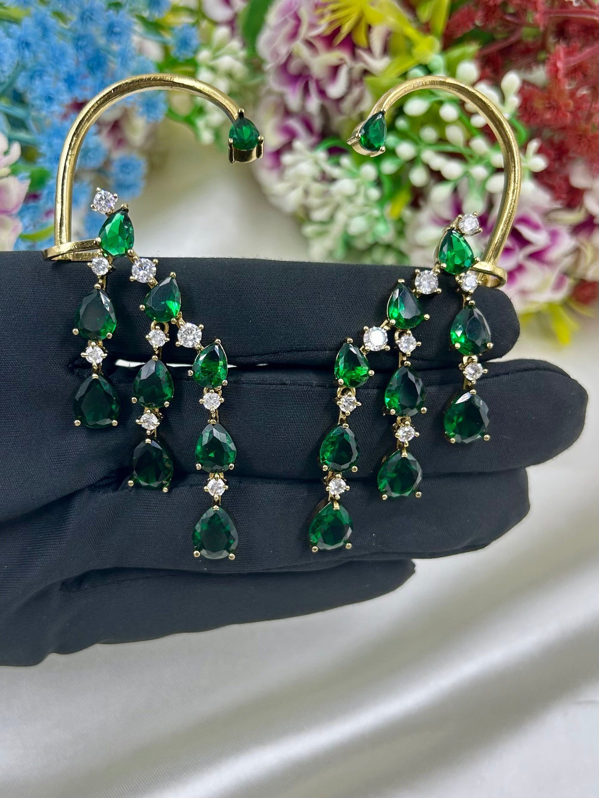 White Earrings detail shot showing Victorian work