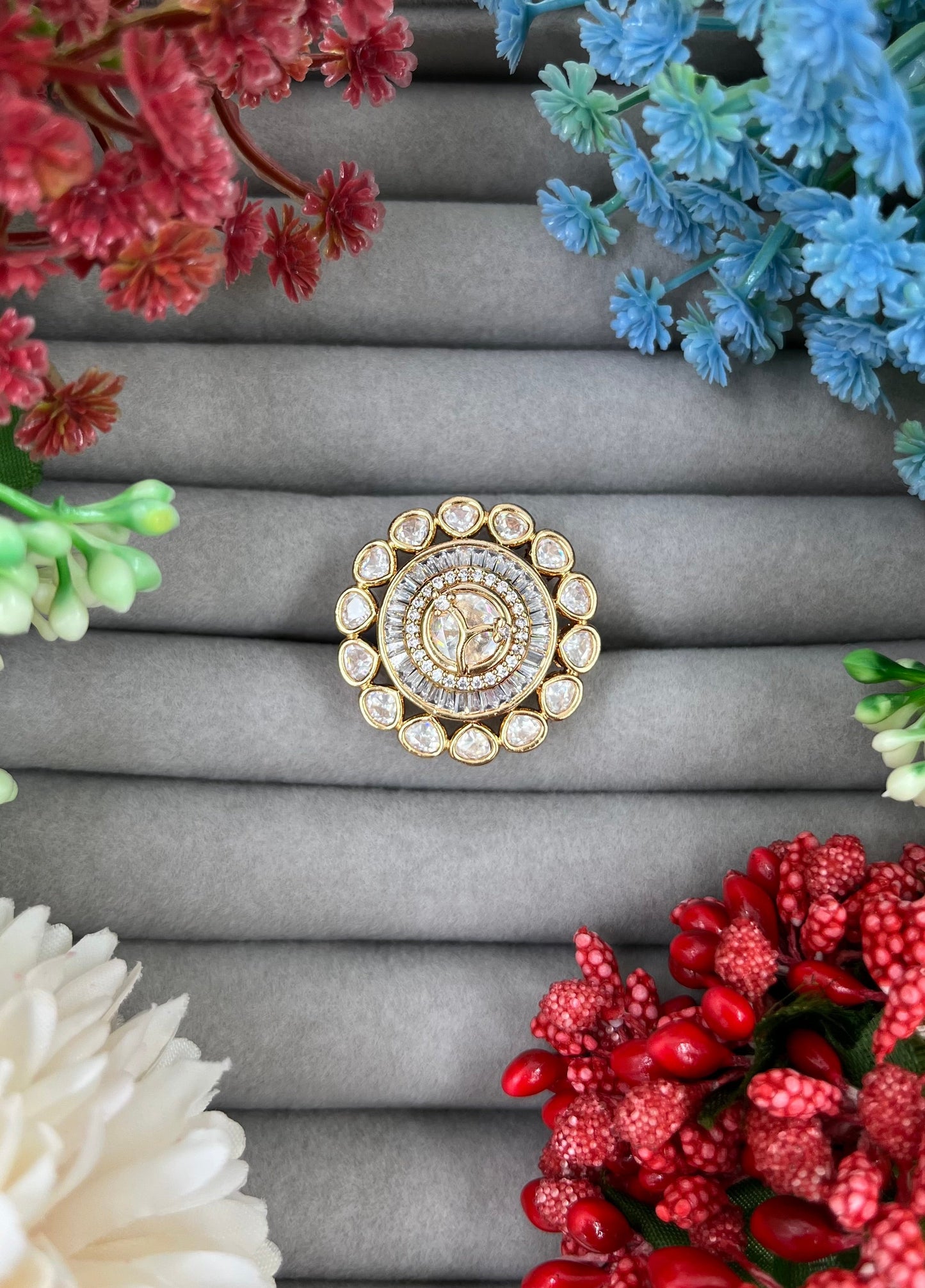 Ritu Arya Polki Moissanite Kundam Finger Ring