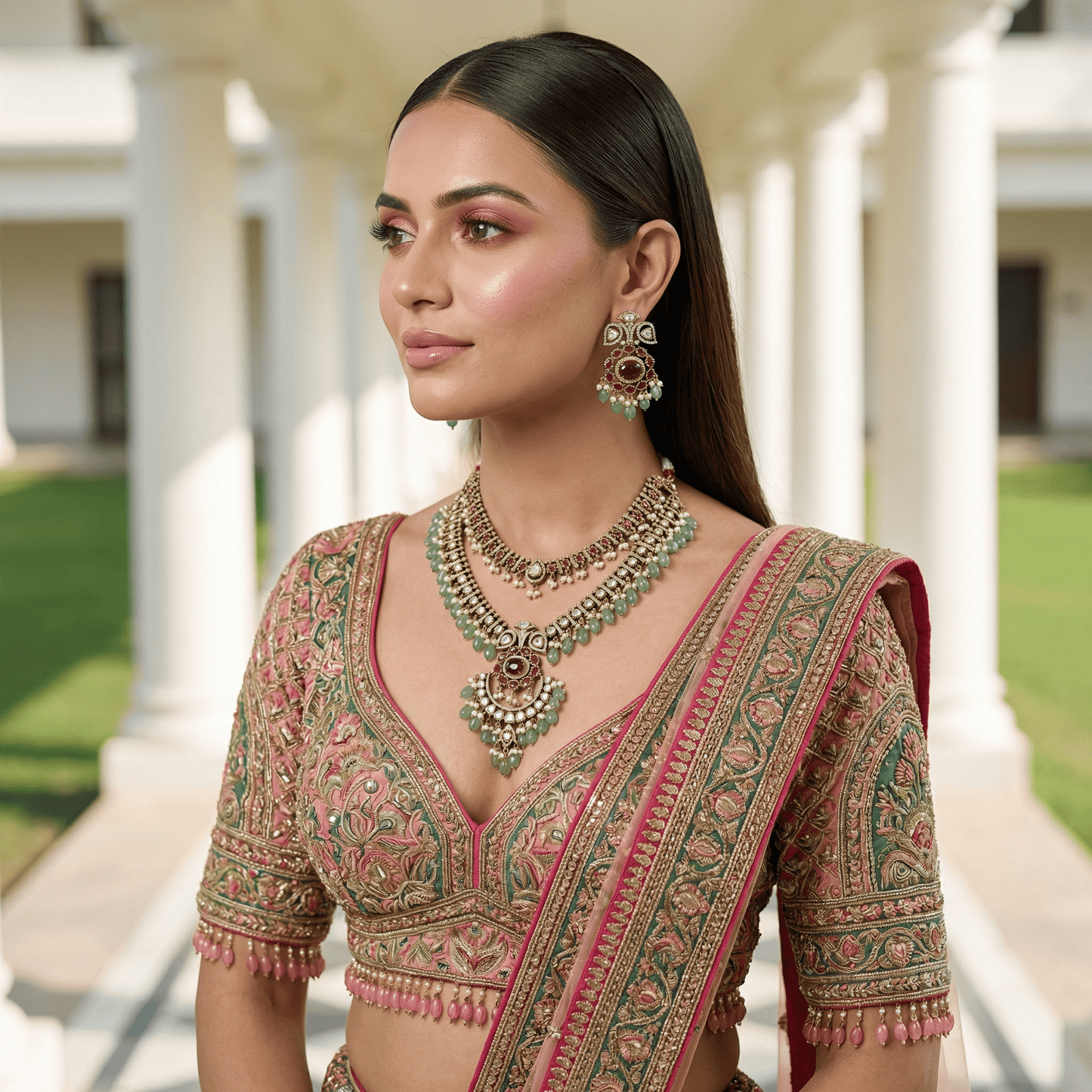 Niharika Pearl Victorian Necklace Set