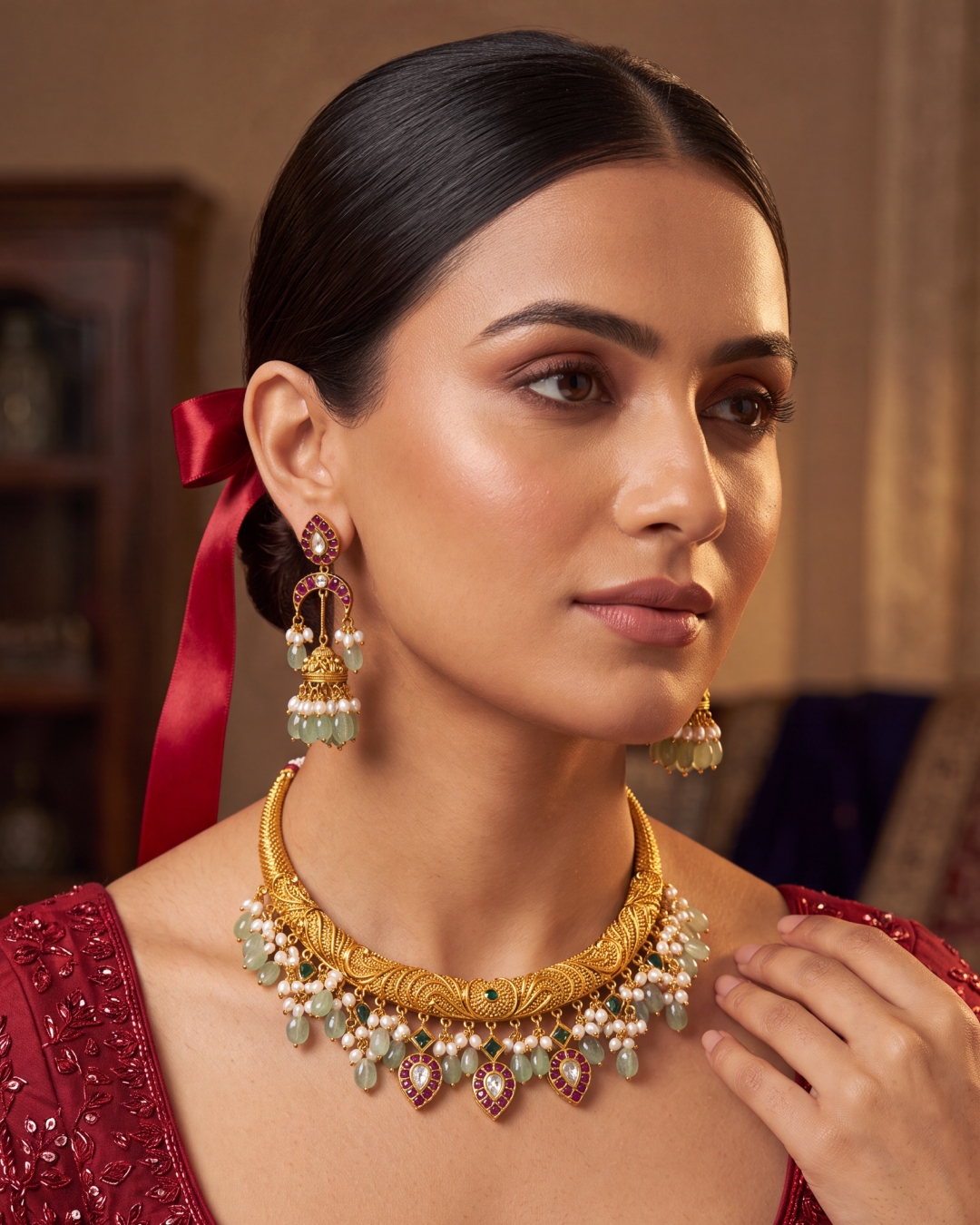 Prapti Necklace Set close-up view