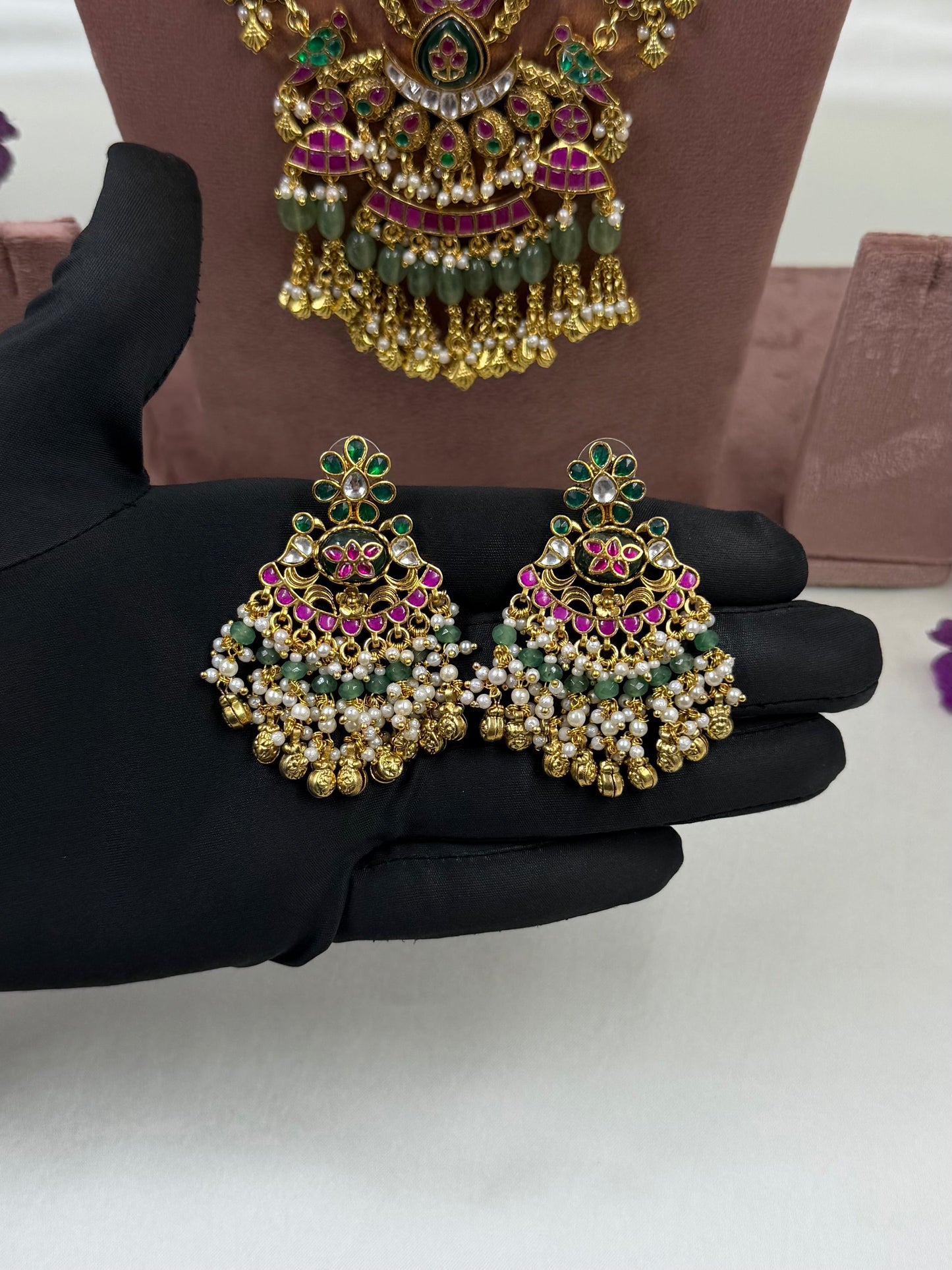 Dipti Pachi Kundan Combo Set