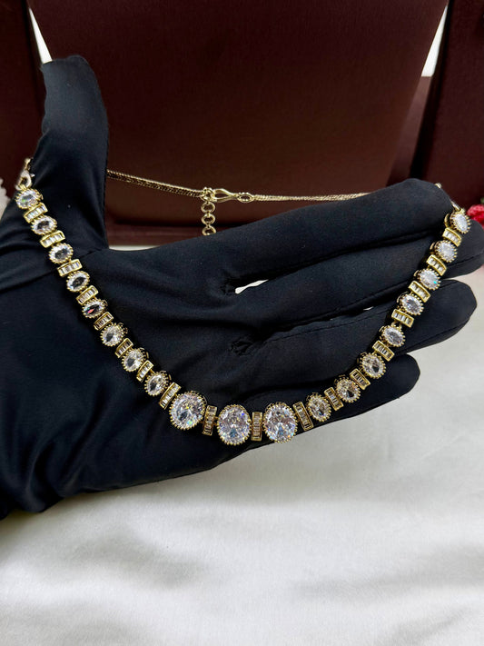 White Necklace Set detail shot showing Victorian work
