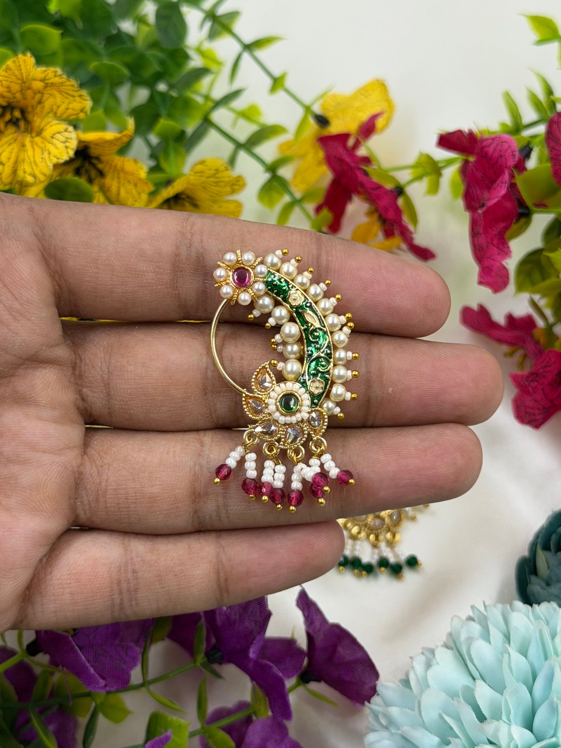 Malini Nose Ring worn styled with traditional outfit