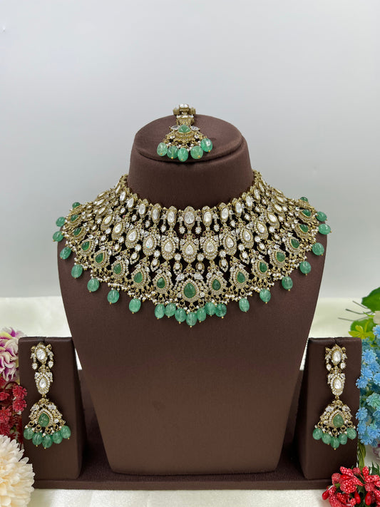 Mohini Antique Premium Moissanite Kundan Necklace.