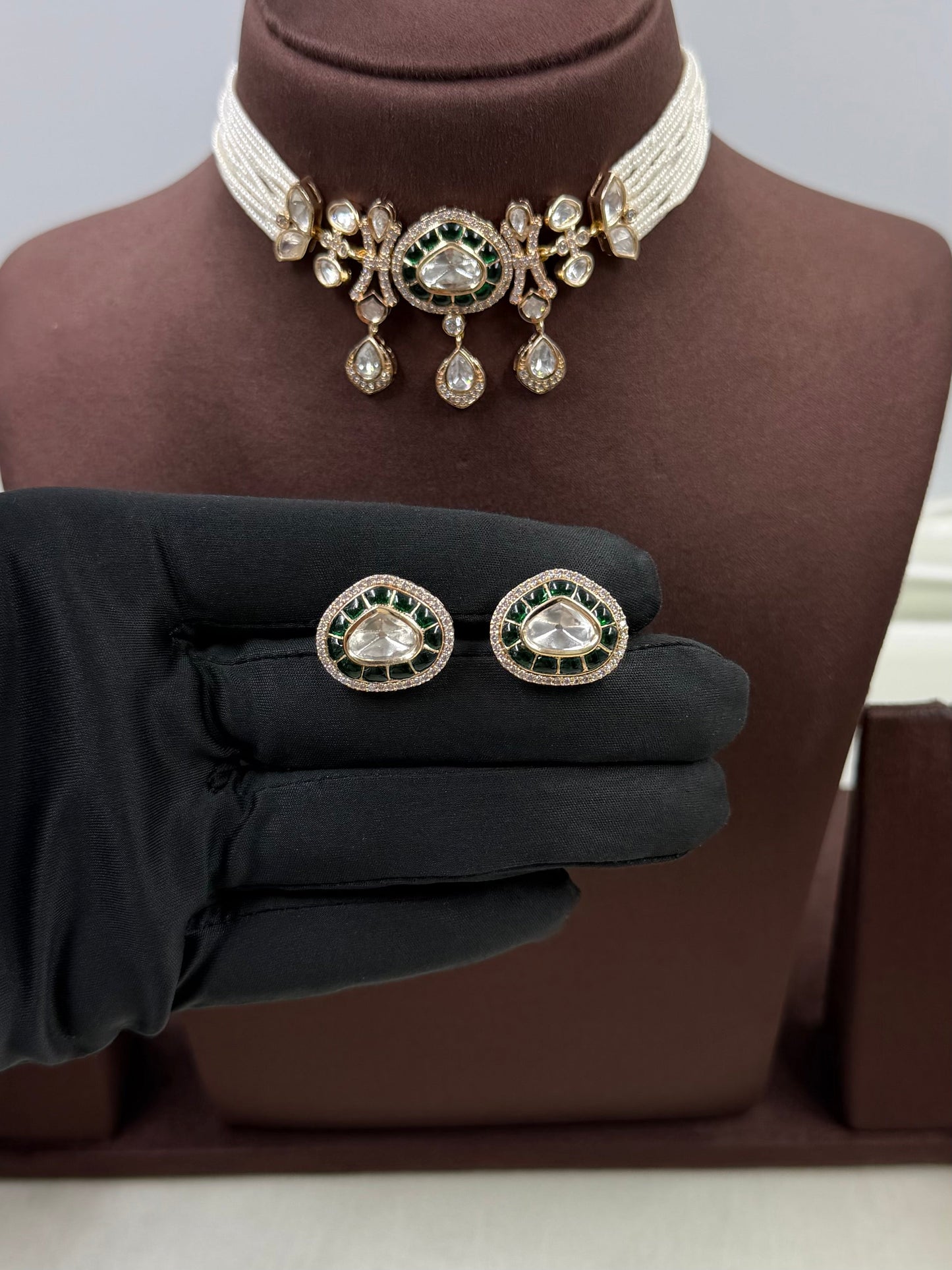 Pooja Moissanite Choker Necklace Set